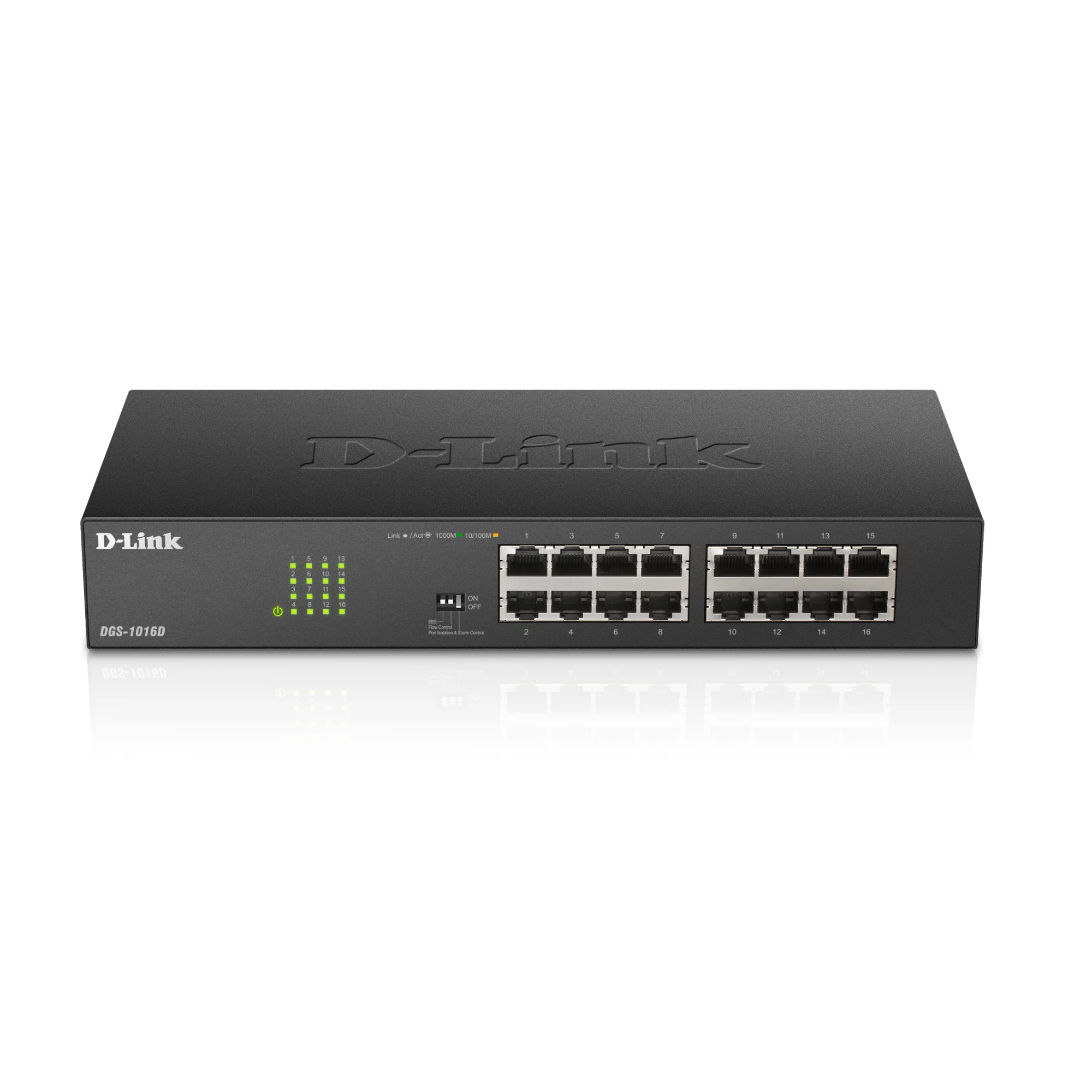 D-Link 16-Port Gigabit Unmanaged Ethernet Switch (DGS-1016D)| Fanless Metal, Desktop/Rackmount, QoS, Plug-and-Play, Front-Panel Controls, Follows NDAA/TAA - Image 3