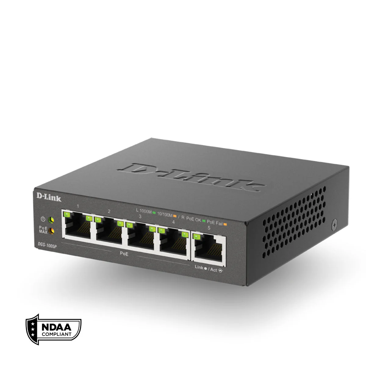 [Certified Refurbished] D-Link 5-Port Gigabit PoE+ Unmanaged Switch | 4 PoE+ Ports (60W Total PoE Budget) | Metal Compact Desktop - (DGS-1005P/RE) - Image 3