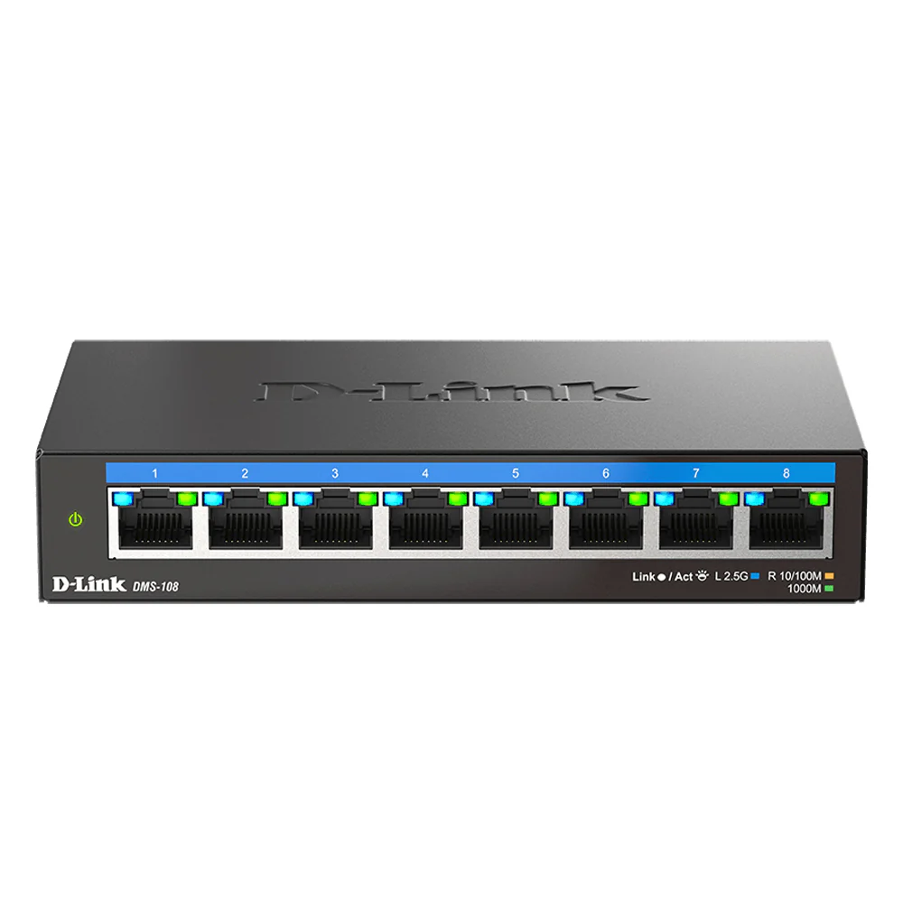 D-Link 8-Port 2.5Gb Unmanaged Gaming Switch (DMS-108) with 8 x 2.5G - Multi-Gig, Network, Fanless, Plug & Play, Follows NDAA/TAA, Limited Lifetime Warranty - Image 9