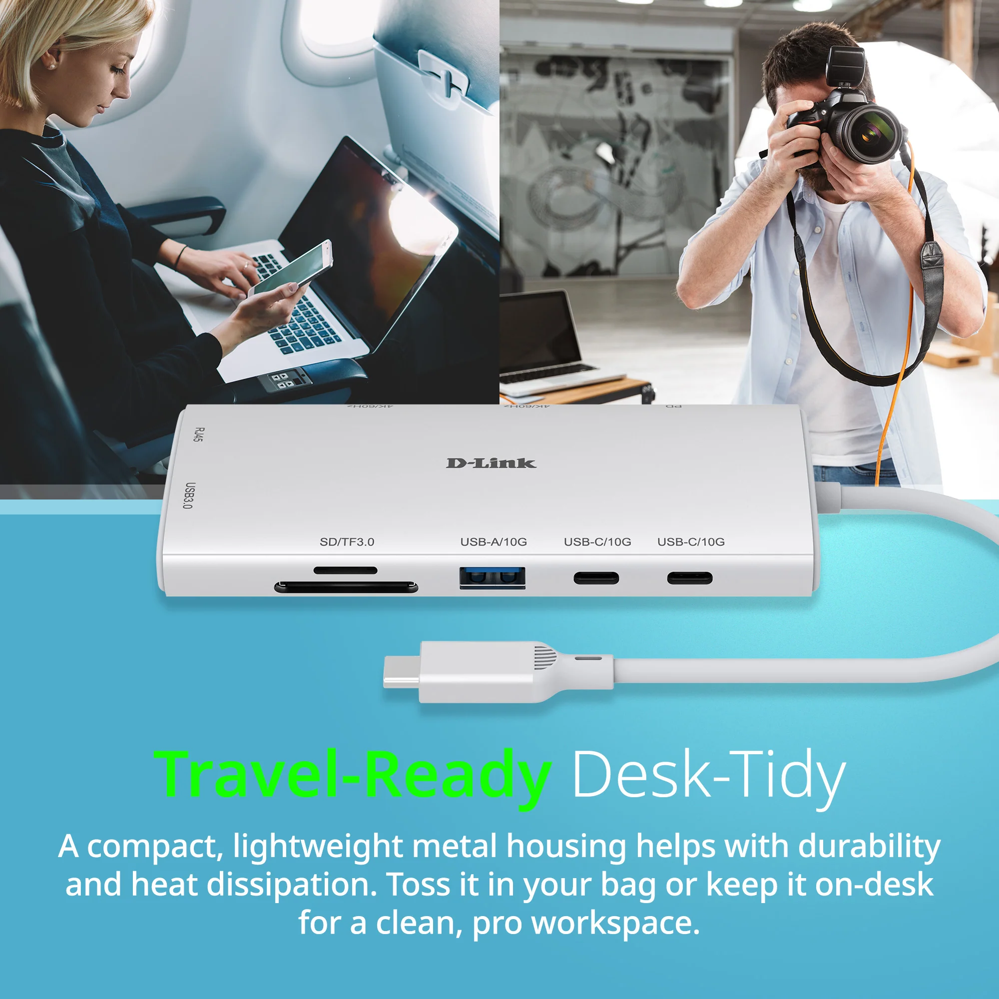 D-Link 10-in-1 USB-C Hub (DUP-A01), Max 100W Power Delivery, Dual 4K HDMI Ports, 2 x USB-C & 2 x USB-A Data Ports, Ethernet and SD Card Slots for Dell Laptop, ThinkPad, and More - Image 9