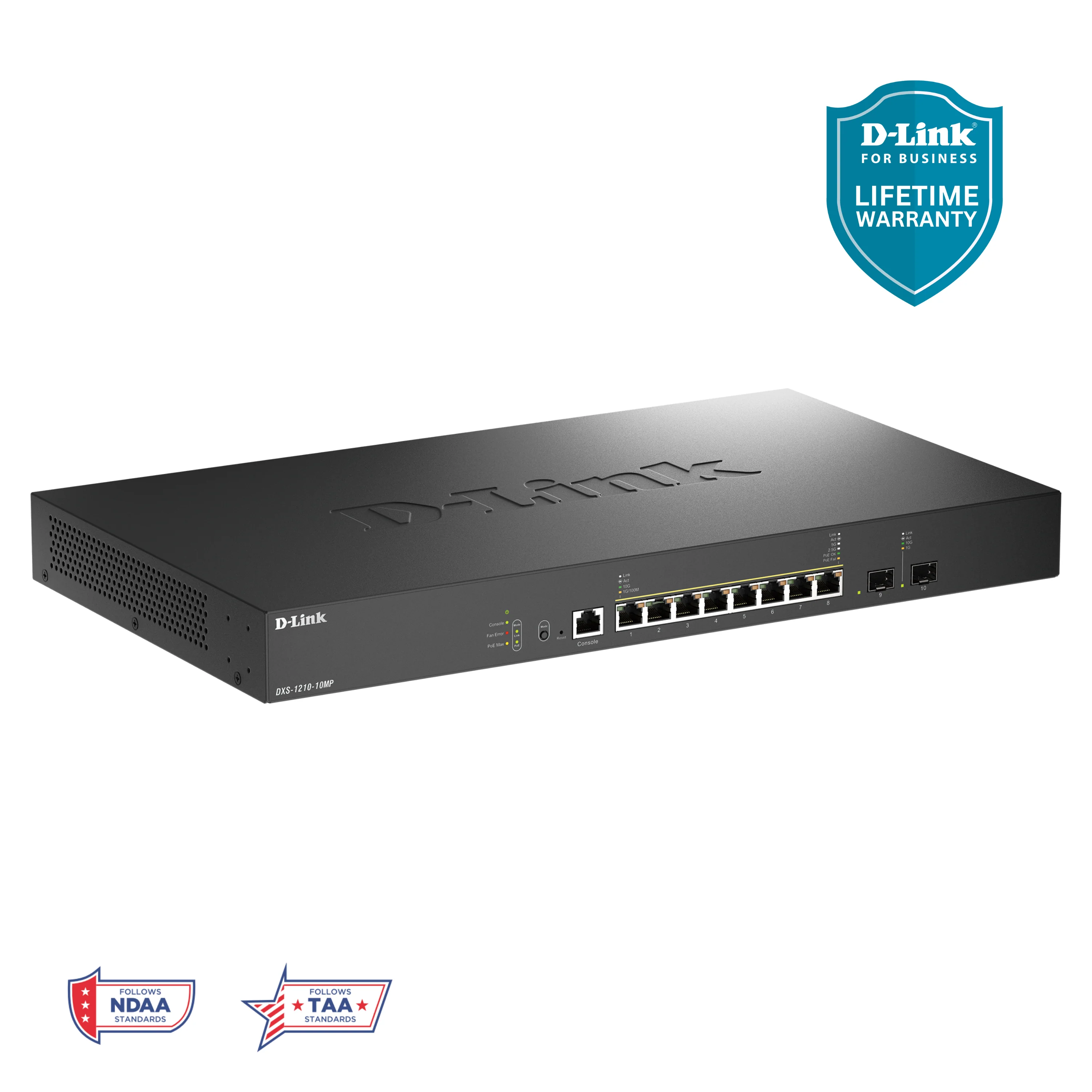 D-Link 10-Port 10GbE Multi-Gigabit PoE++ Layer 3 Lite Managed Switch (DXS-1210-10MP), 8x 10GbE PoE++ 370W, 2x 10GbE SFP+ Uplinks - Image 4