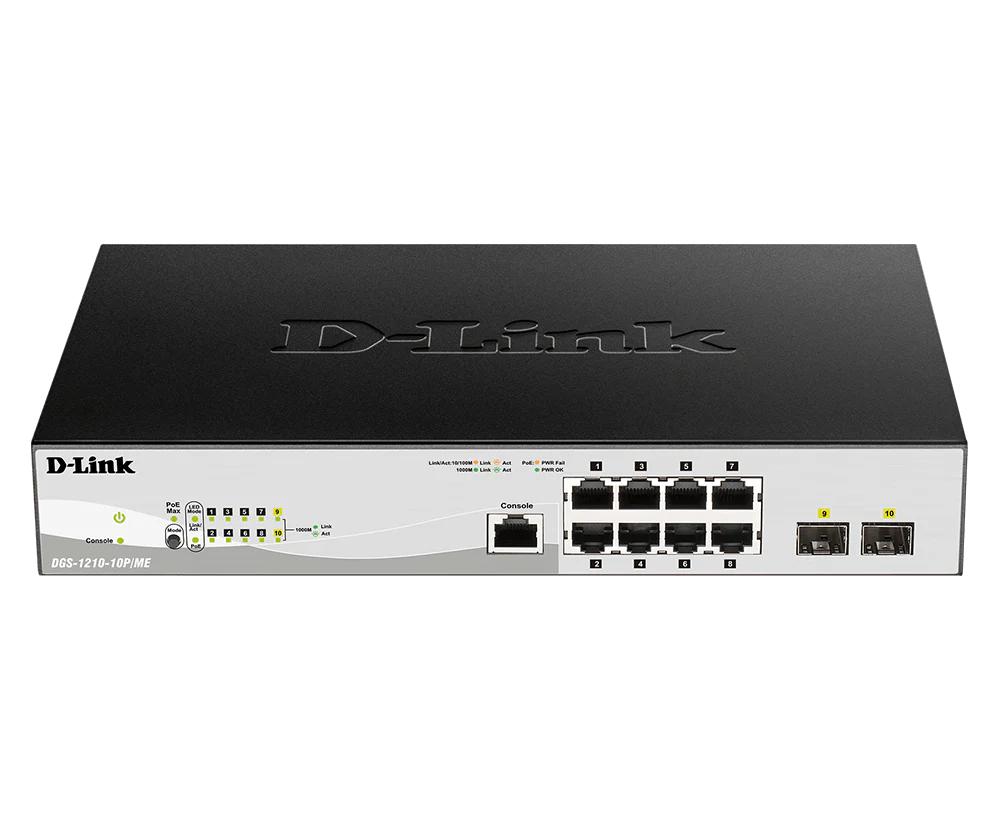 D-Link 10-Port Gigabit PoE Metro Ethernet Switch with 2 SFP Ports - (DGS-1210-10P/ME) - Image 3