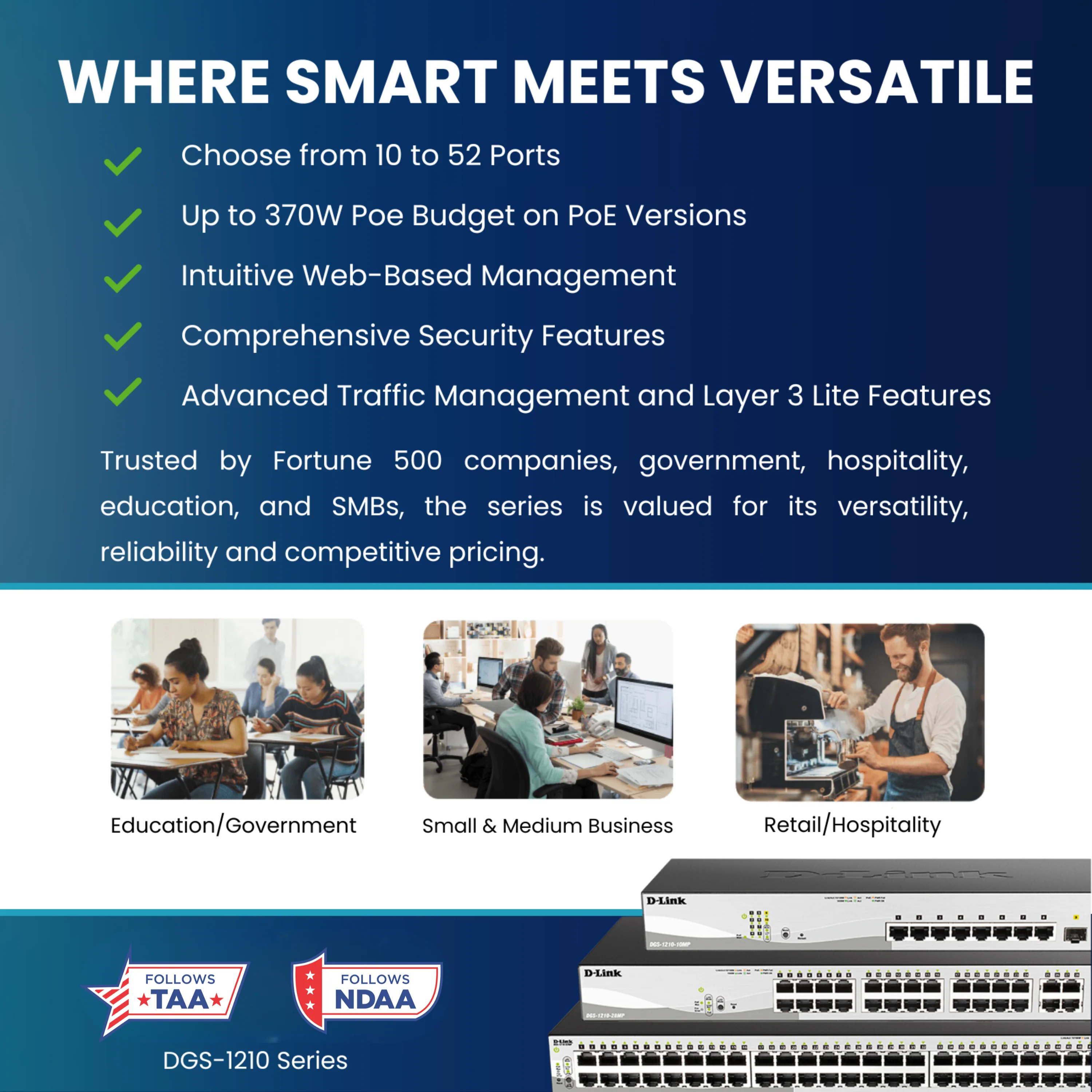 D-Link 10-Port Gigabit Smart Managed PoE+ Switch (DGS-1210-10P),  8 PoE+ Ports (65W) + 2 Optical SFP Ports,  L3 Lite, Follows NDAA/TAA - Image 6