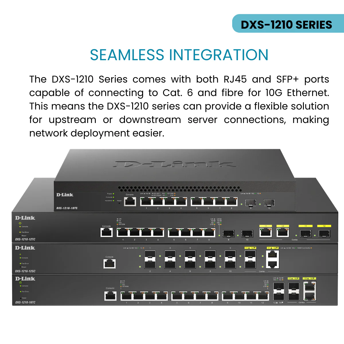 D-Link 12-Port 10GbE Smart Managed Switch | 10 x 10G SFP+ Ports + 2 Combo 10GbE SFP+/Copper Ports | L3 Lite | VLANs | NDAA Compliant  (DXS-1210-12SC) - Image 4
