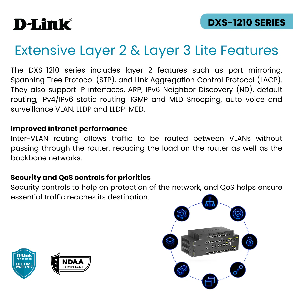 D-Link 12-Port 10GbE Smart Managed Switch | 8 x 10GbE Copper Ports + 2 x Combo 10GbE SFP+/RJ45 Ports + 2 x 10GbE SFP+ Ports | L3 Lite (DXS-1210-12TC) - Image 4