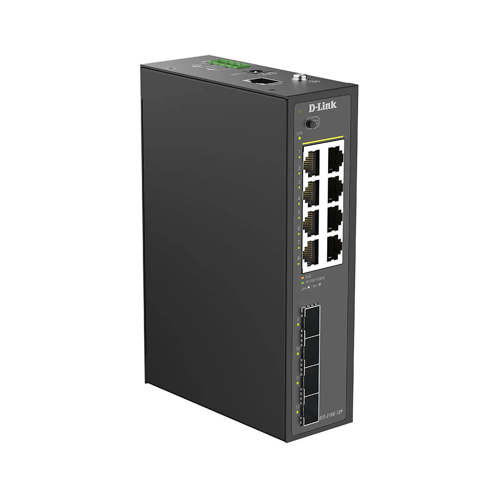 D-Link 12-Port Gigabit Smart Managed PoE+ Industrial Ethernet Switch with SFP (DIS-210G-12P), 8 PoE+ Ports + 4 × 1 GbE SFP Uplinks, 240 W PoE Budget, ERPS Ring Support, Dual Power Inputs, 6 kV Surge Protection, DIN-Rail, Follows NDAA/TAA - Image 13