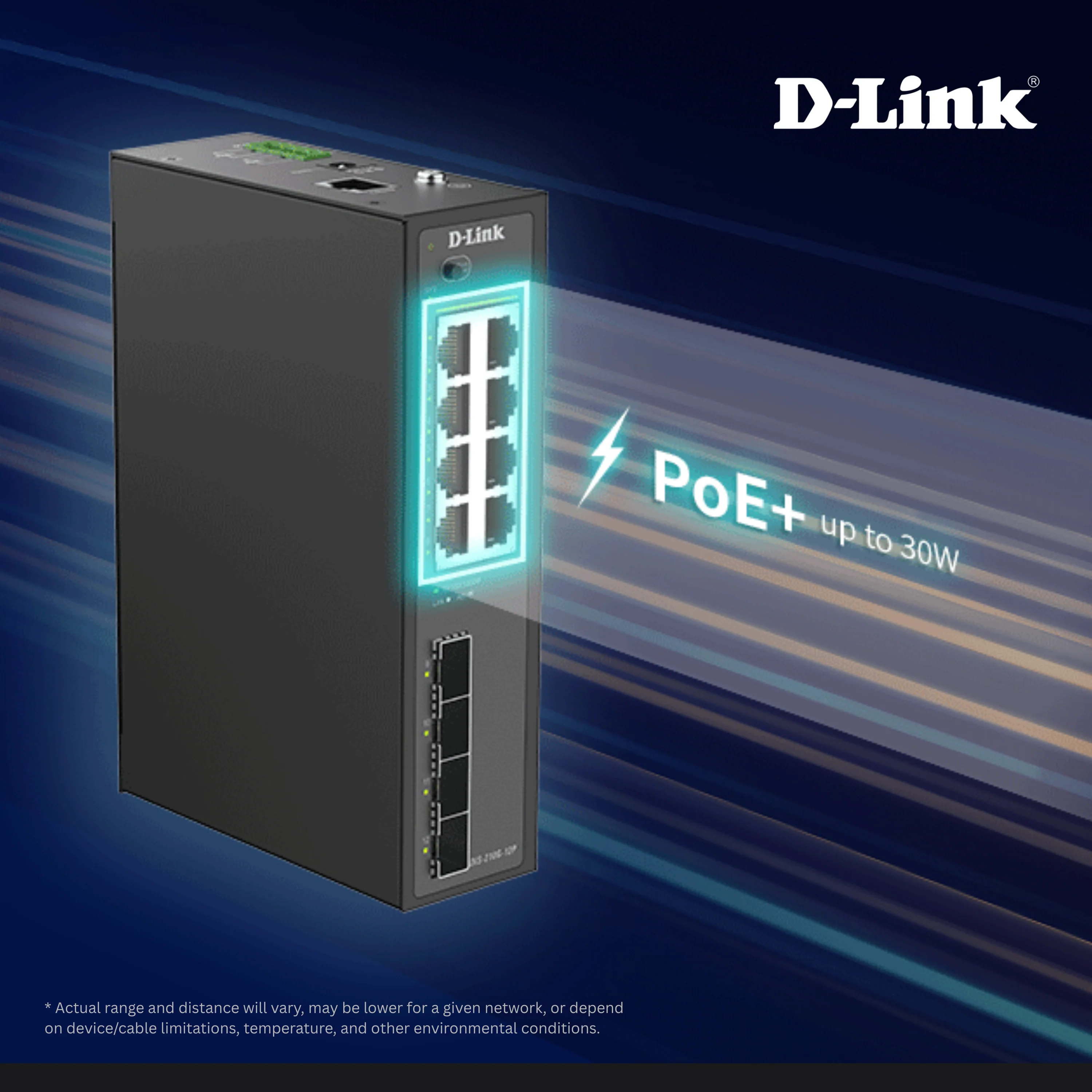 D-Link 12-Port Gigabit Smart Managed PoE+ Industrial Ethernet Switch with SFP (DIS-210G-12P), 8 PoE+ Ports + 4 × 1 GbE SFP Uplinks, 240 W PoE Budget, ERPS Ring Support, Dual Power Inputs, 6 kV Surge Protection, DIN-Rail, Follows NDAA/TAA - Image 4