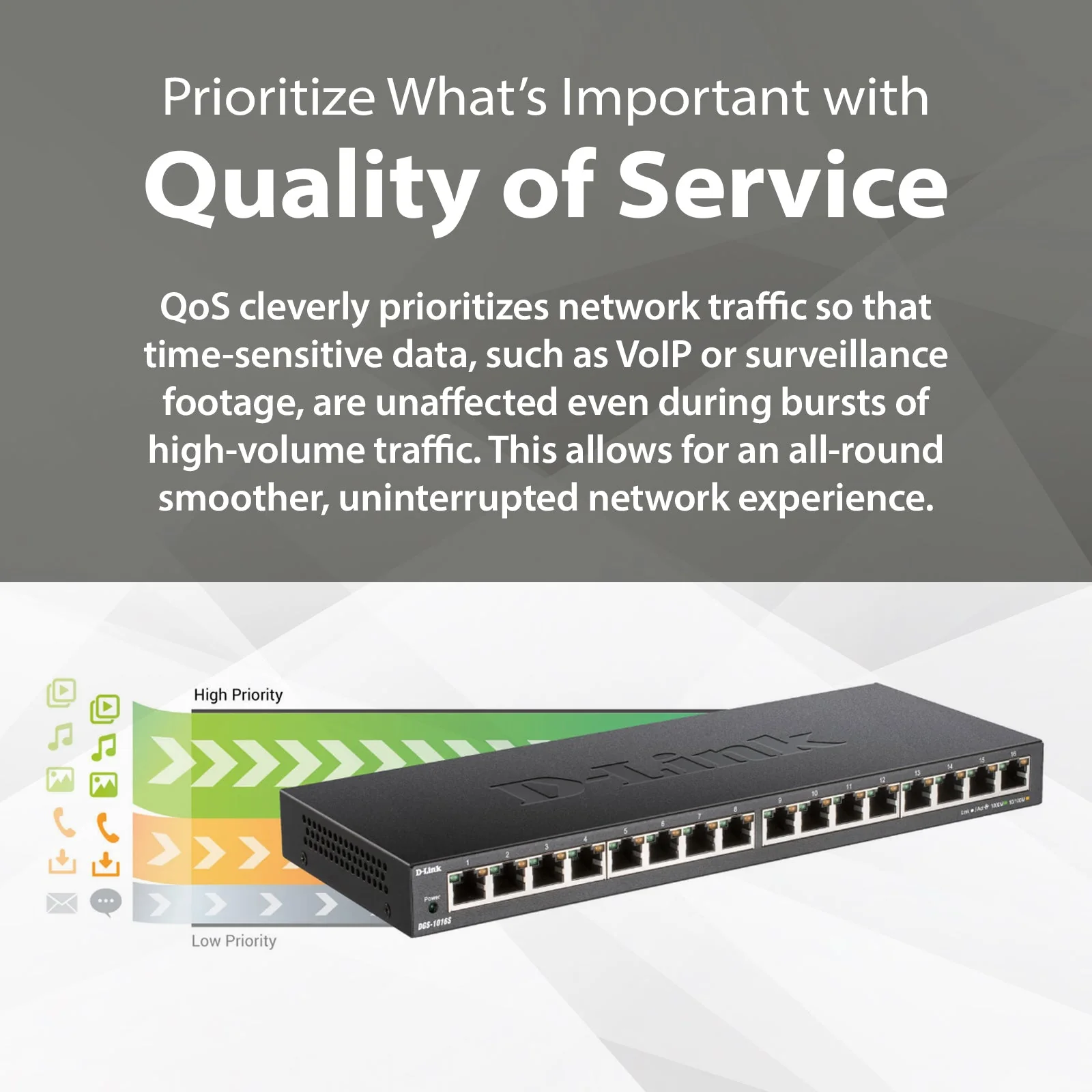 D-Link 16-Port Gigabit Unmanaged/Plug and Play Switch (DGS-1016S) | Fanless| Slim Metal Compact | Desktop - Image 4