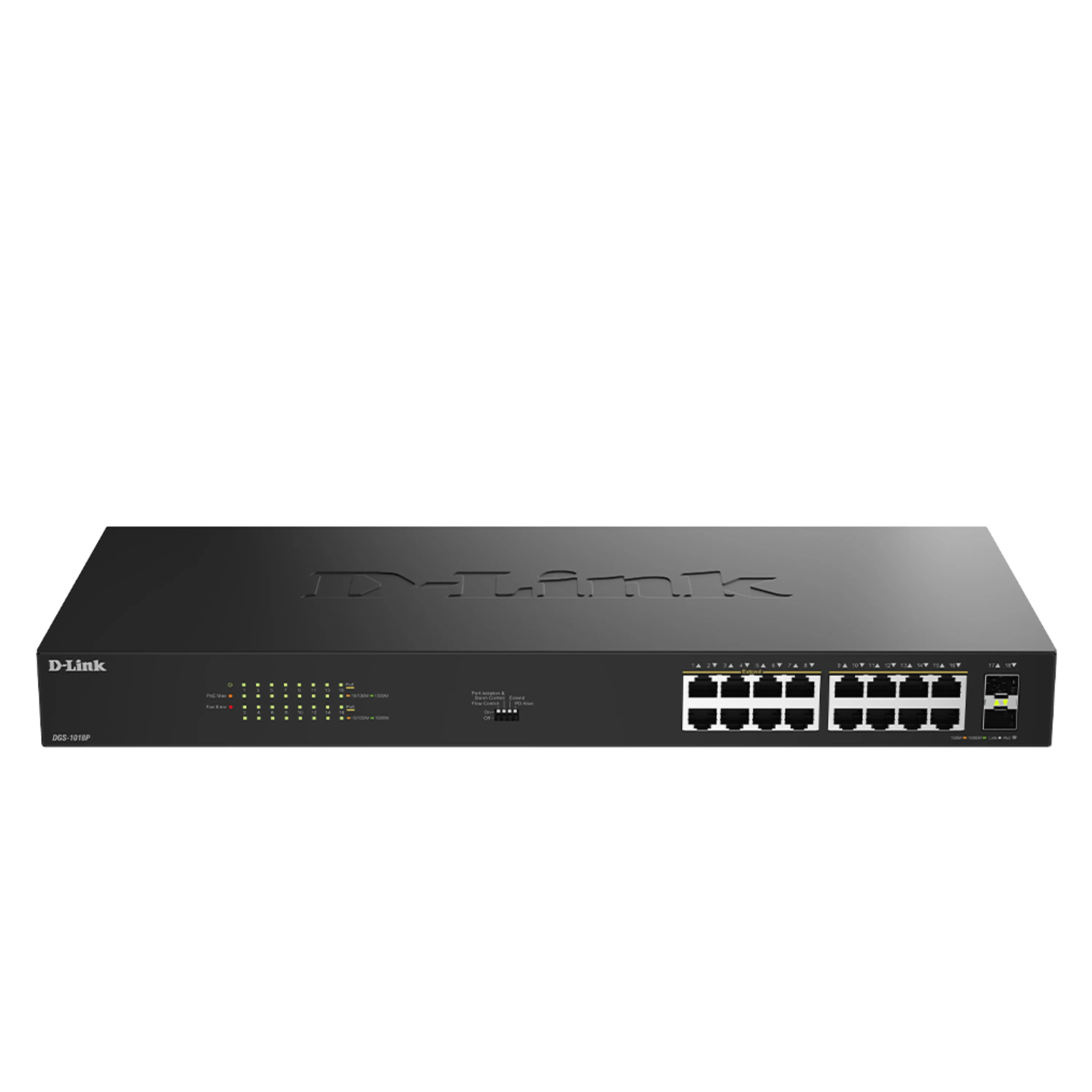 D-Link 16-Port Gigabit PoE+ Unmanaged Switch with 2 SFP Ports (DGS-1018P) – 240W Budget, 30W/Port, Plug-and-Play, Onboard Controls, QoS, Smart Fan, Follows NDAA/TAA - Image 15