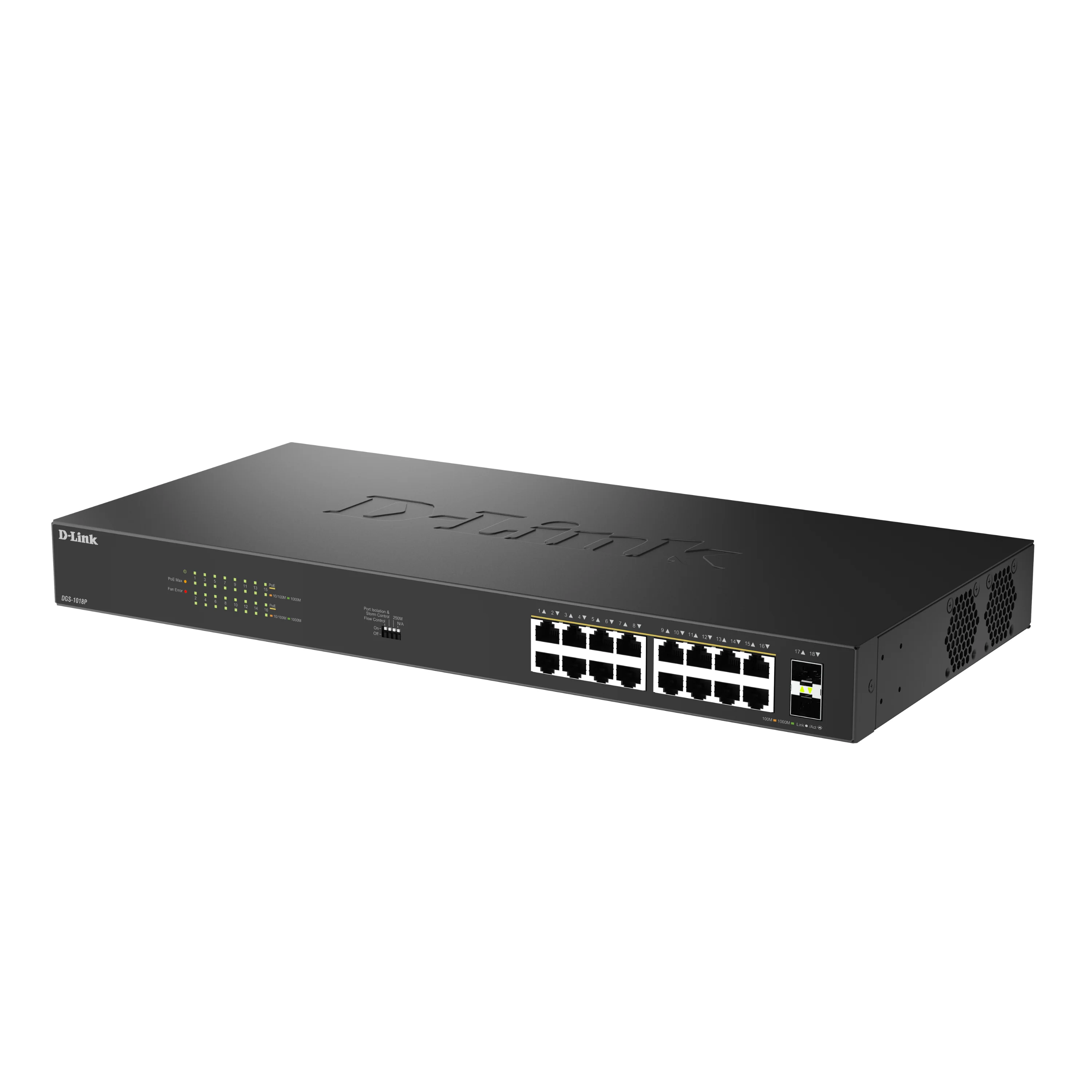 D-Link 16-Port Gigabit PoE+ Unmanaged Switch with 2 SFP Ports (DGS-1018P) – 240W Budget, 30W/Port, Plug-and-Play, Onboard Controls, QoS, Smart Fan, Follows NDAA/TAA - Image 16