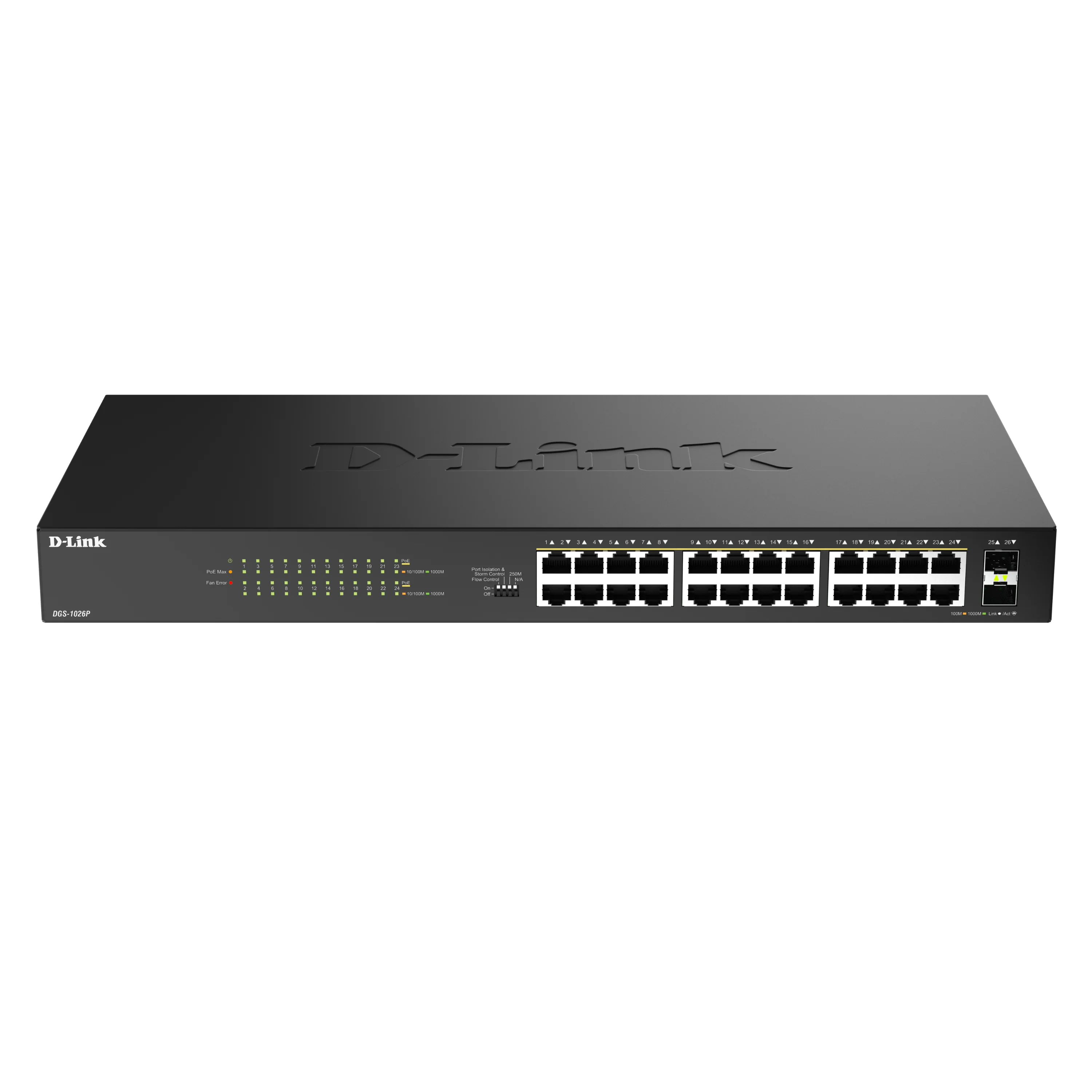 D-Link 24-Port Gigabit PoE+ Unmanaged Switch with 2 SFP Ports (DGS-1026P) – 240W Budget, 30W/Port, Plug-and-Play, Onboard Controls, QoS, Smart Fan, Follows NDAA/TAA - Image 16
