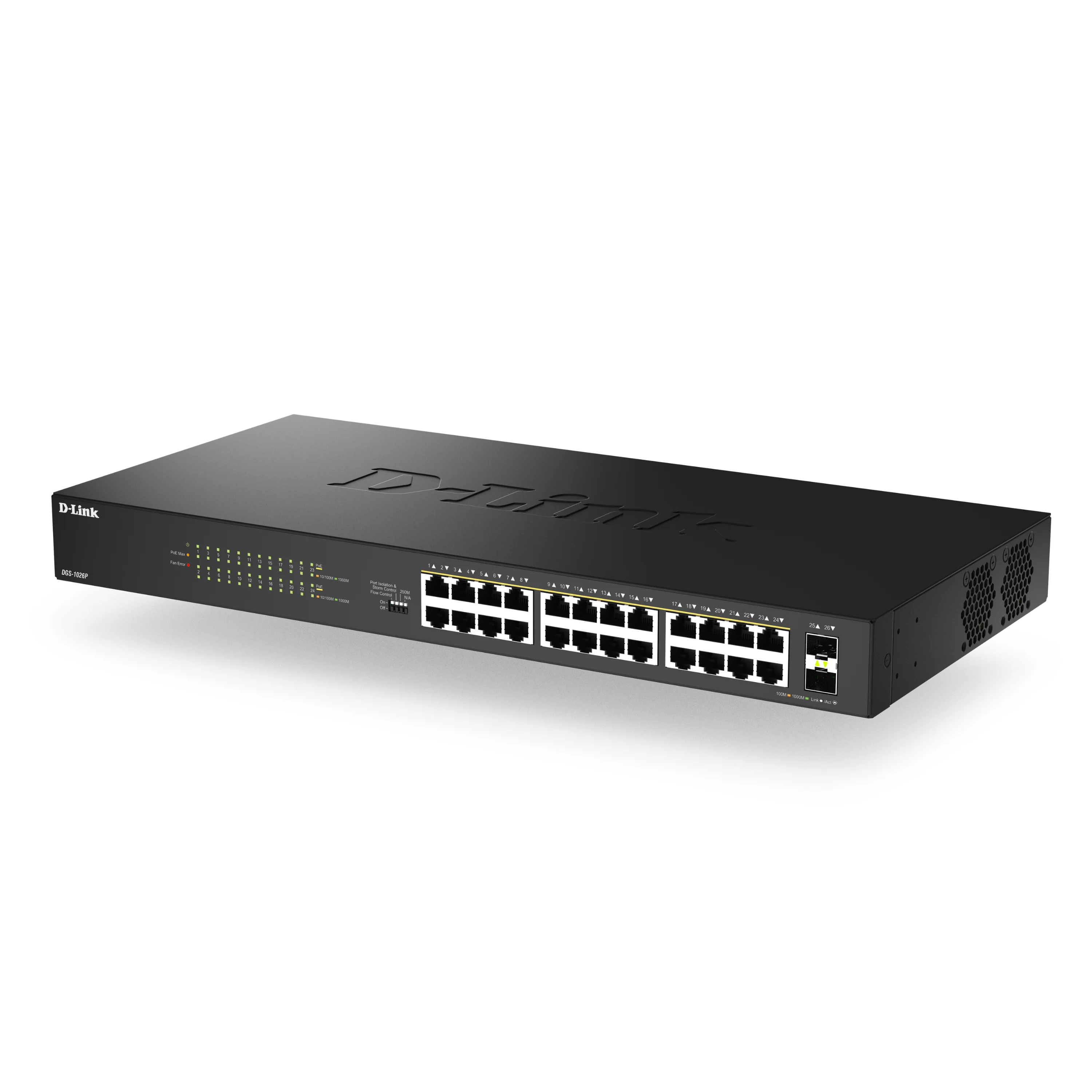 D-Link 24-Port Gigabit PoE+ Unmanaged Switch with 2 SFP Ports (DGS-1026P) – 240W Budget, 30W/Port, Plug-and-Play, Onboard Controls, QoS, Smart Fan, Follows NDAA/TAA - Image 17