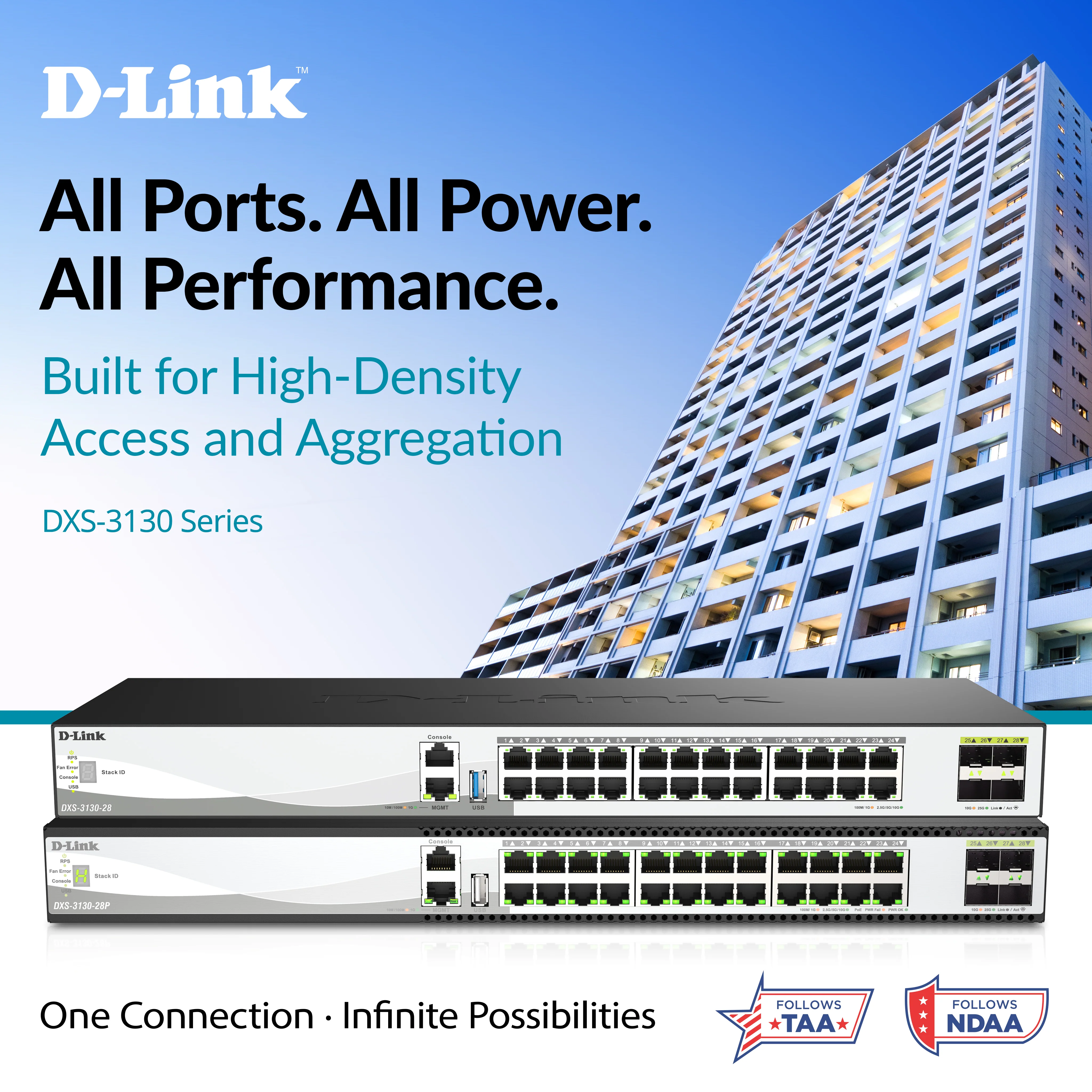 D-Link 28-Port 10GbE Multi-Gig Layer 3 Stackable Managed Ethernet Switch (DXS-3130-28) | 24-Port 10GE Ports, 4×25GbE SFP28 Uplinks, 9-Unit/200Gbps Stacking, Surge Protection, Rack-Mountable, Follows NDAA/TAA, Lifetime Warranty - Image 3