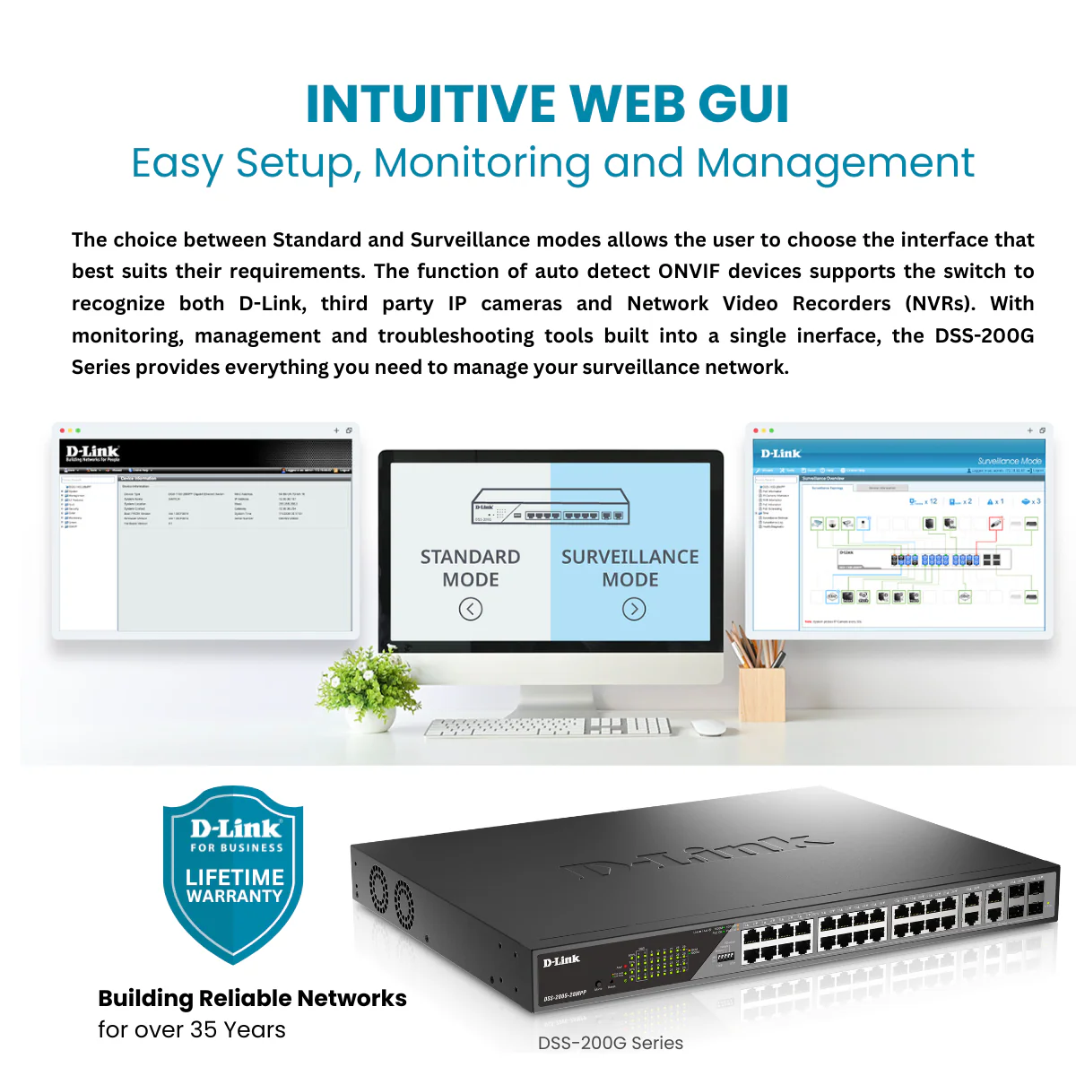 D-Link 28-Port Gigabit Poe++ Smart Managed Switch (518W PoE budget) with 4 Combo SFP Ports - (DSS-200G-28MPP) - Image 4