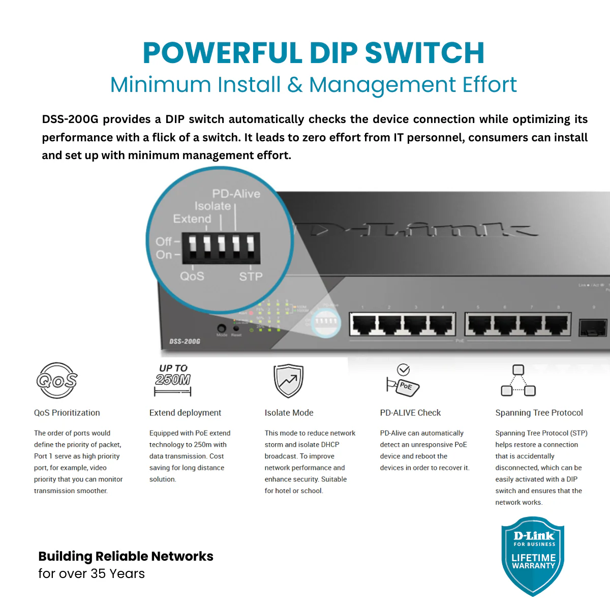 D-Link 28-Port Gigabit Poe++ Smart Managed Switch (518W PoE budget) with 4 Combo SFP Ports - (DSS-200G-28MPP) - Image 5