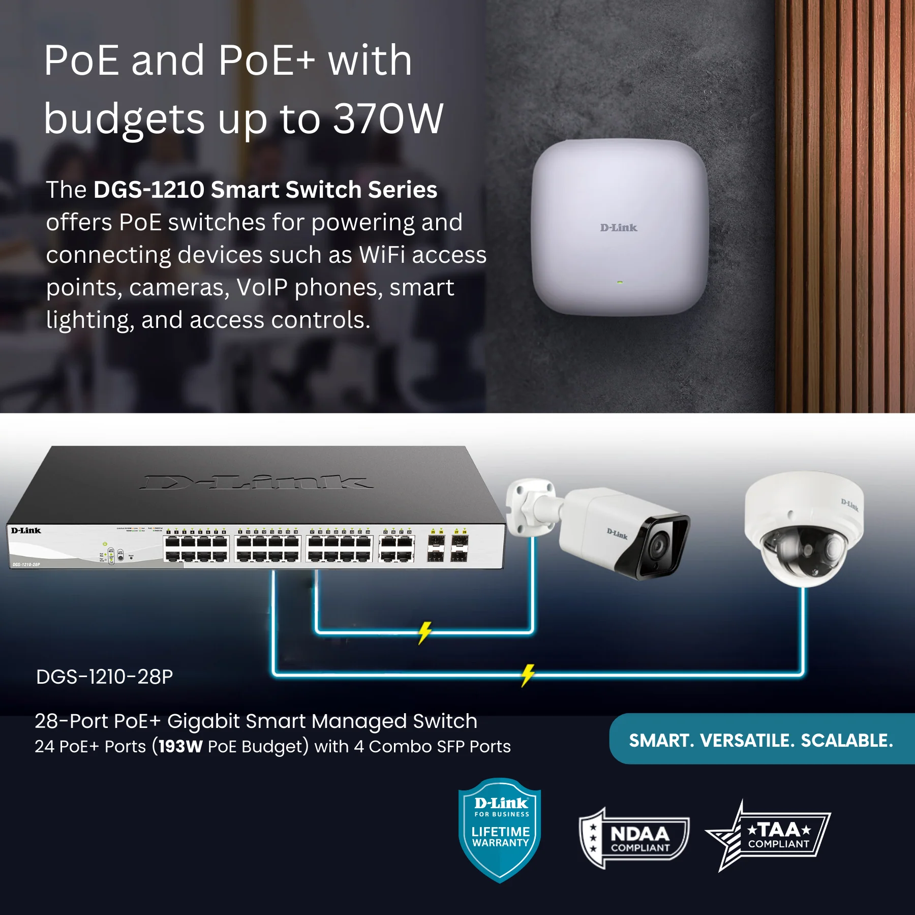 D-Link 28-Port Gigabit Smart Managed PoE+ Switch (DGS-1210-28P), 24 PoE+ Ports (193W) + 4 Combo SFP Ports, L3 Lite, Follows NDAA/TAA - Image 5