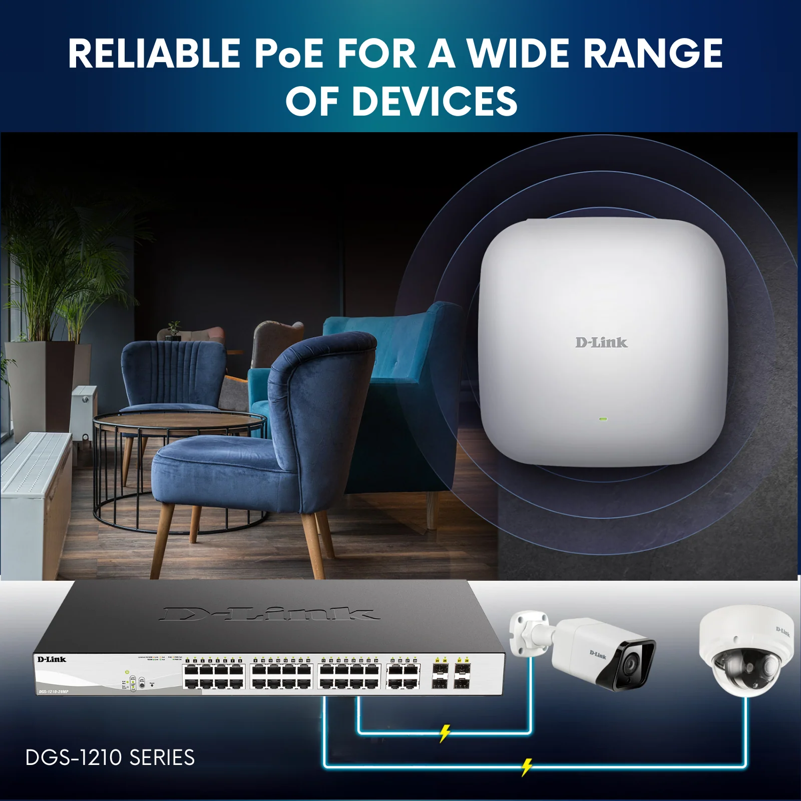 D-Link 28-Port Gigabit Smart Managed PoE+ Switch (DGS-1210-28MP), 24 PoE+ Ports (370W) + 4 Combo SFP Ports, L3 Lite, Follows NDAA/ TAA - Image 3