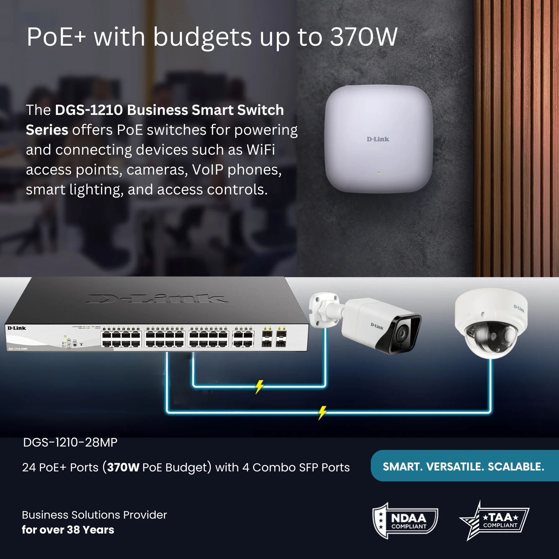 D-Link 28-Port Gigabit Smart Managed PoE+ Switch (DGS-1210-28MP), 24 PoE+ Ports (370W) + 4 Combo SFP Ports, L3 Lite, Follows NDAA/ TAA - Image 6