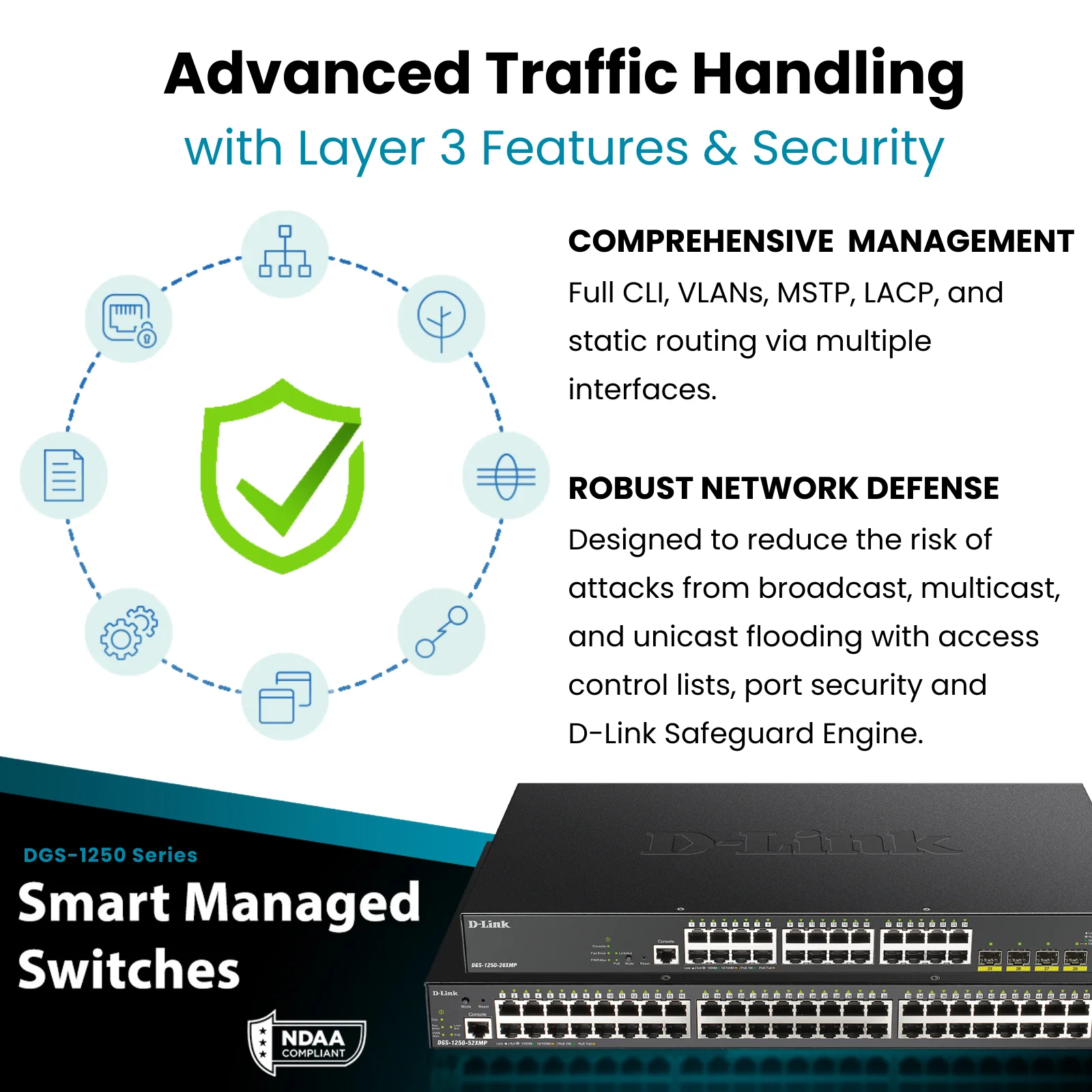 D-Link 28-Port Gigabit Smart Managed Switch | 24 GbE + 4 10G SFP+ Ports | L3 Lite| Web Managed | Surveillance Mode | NDAA Compliant (DGS-1250-28X-6KV) - Image 4