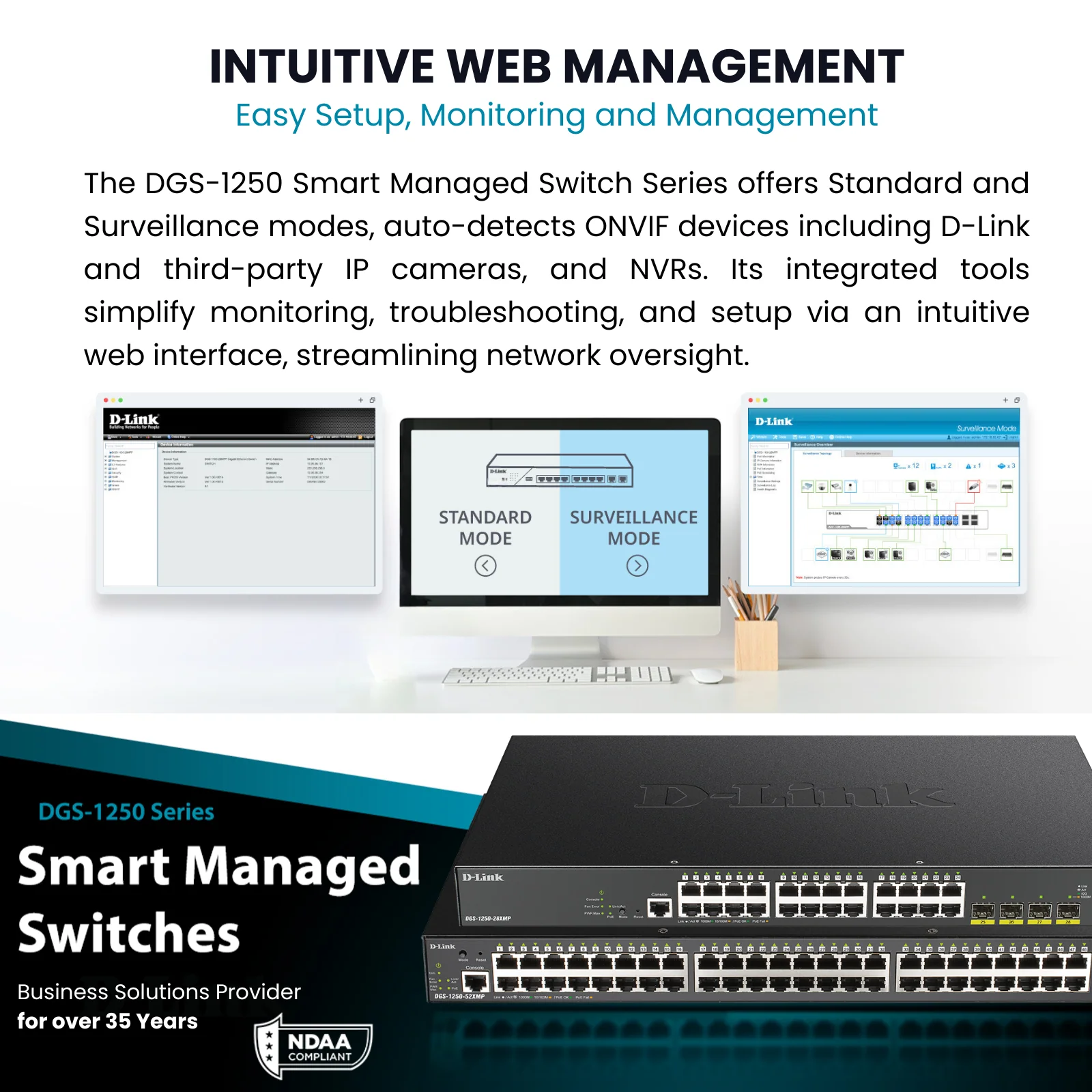 D-Link 28-Port Gigabit Smart Managed Switch | 24 GbE + 4 10G SFP+ Ports | L3 Lite| Web Managed | Surveillance Mode | NDAA Compliant (DGS-1250-28X-6KV) - Image 5