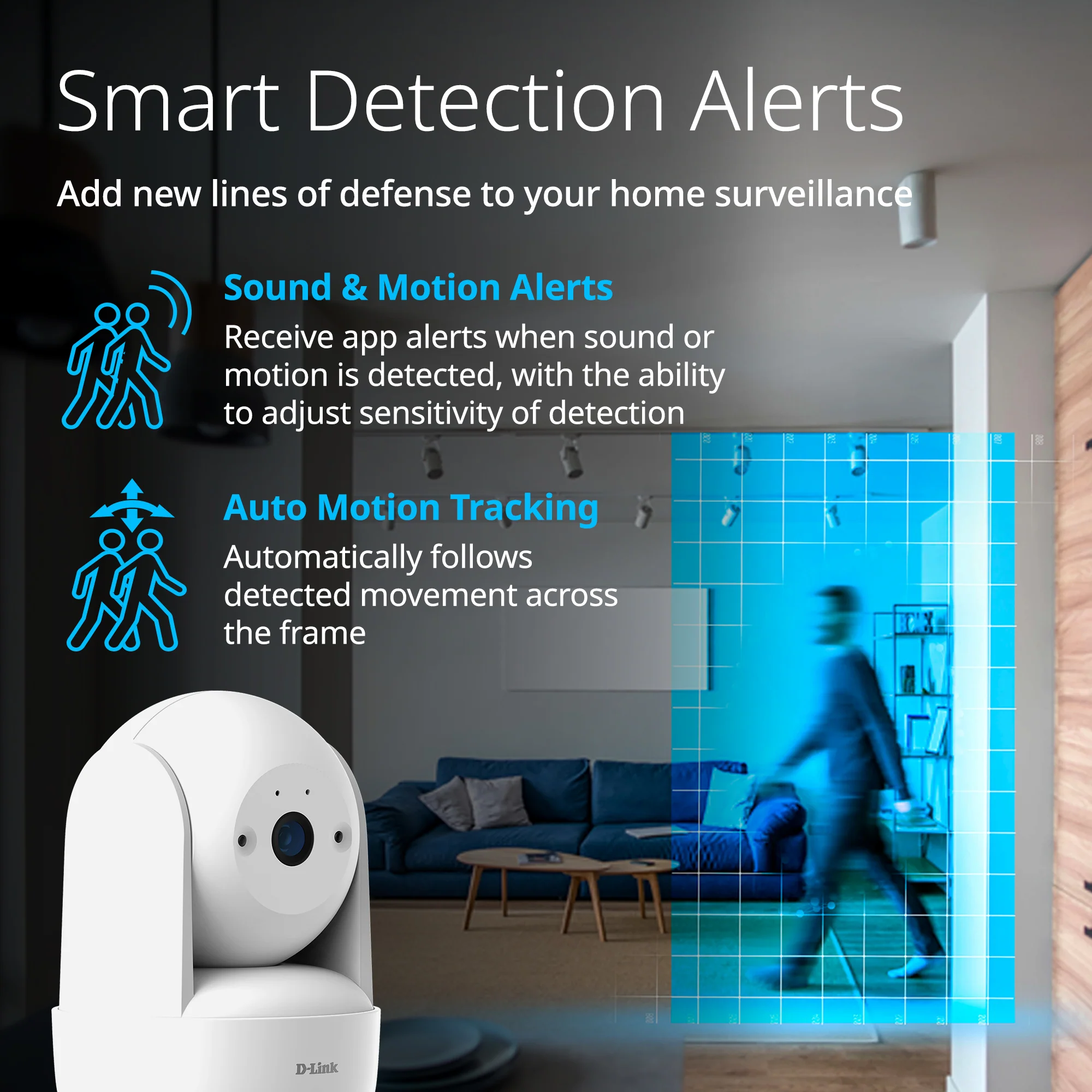 D-Link 2K Pan & Tilt Wi-Fi 6 Camera 2-Pack (DCS-6501LH-2PK) w/ 360 Degree View, 1296p, Sound/Motion Detection, 2-Way Audio, Flexible Recording, Night Vision - Image 10