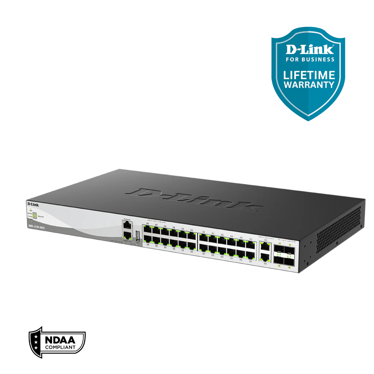 D-Link 30-Port Managed Multi-Gigabit Stackable Switch w/ 25GbE Uplinks | 24 1G/2.5G Ports + 2 1/2.5/5/10G Ports + 4 10/25G SFP28 Ports (DMS-3130-30TS) - Image 3