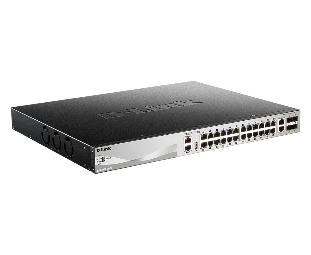 D-Link 30-Port Managed Stackable PoE+ Switch with 10GbE Ports (DGS-3130-30PS), 24 PoE+ Ports (370W/740W) + 2 10GbE Copper Ports + 4 10G SFP+ Ports, L3, Follows NDAA/TAA - Image 4