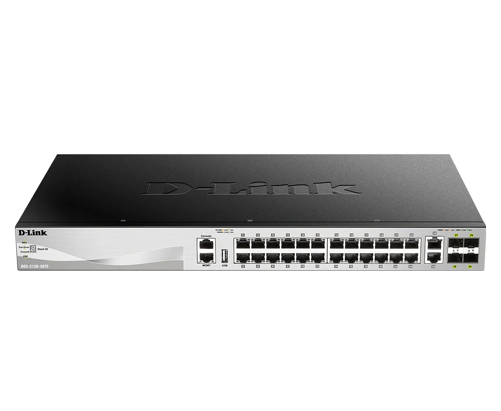 D-Link 30-Port Managed Stackable Switch with 10GbE Ports (DGS-3130-30TS), 24 Gigabit Ports + 2 10GbE Copper Ports + 4 10G SFP+ Uplink Ports, L3, Follows NDAA/TAA - Image 3