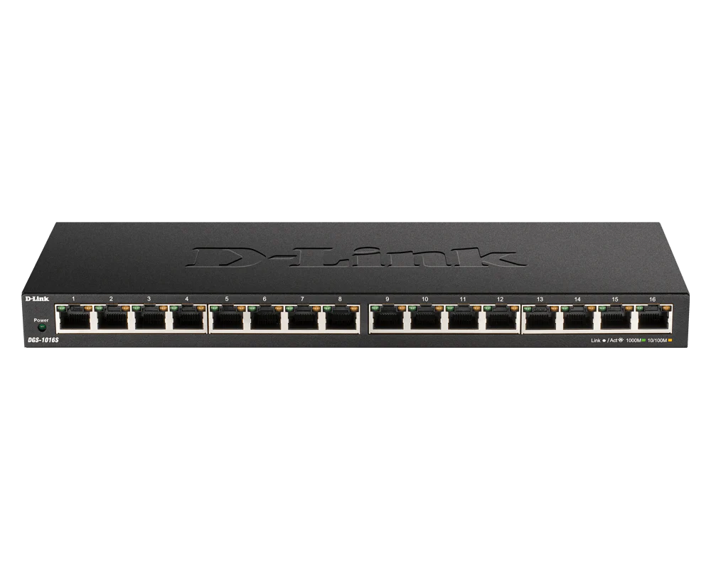 D-Link [Certified Refurbished] 16-Port Gigabit Unmanaged/Plug and Play Switch | Fanless| Slim Metal Compact | Desktop - (DGS-1016S/RE) - Image 3