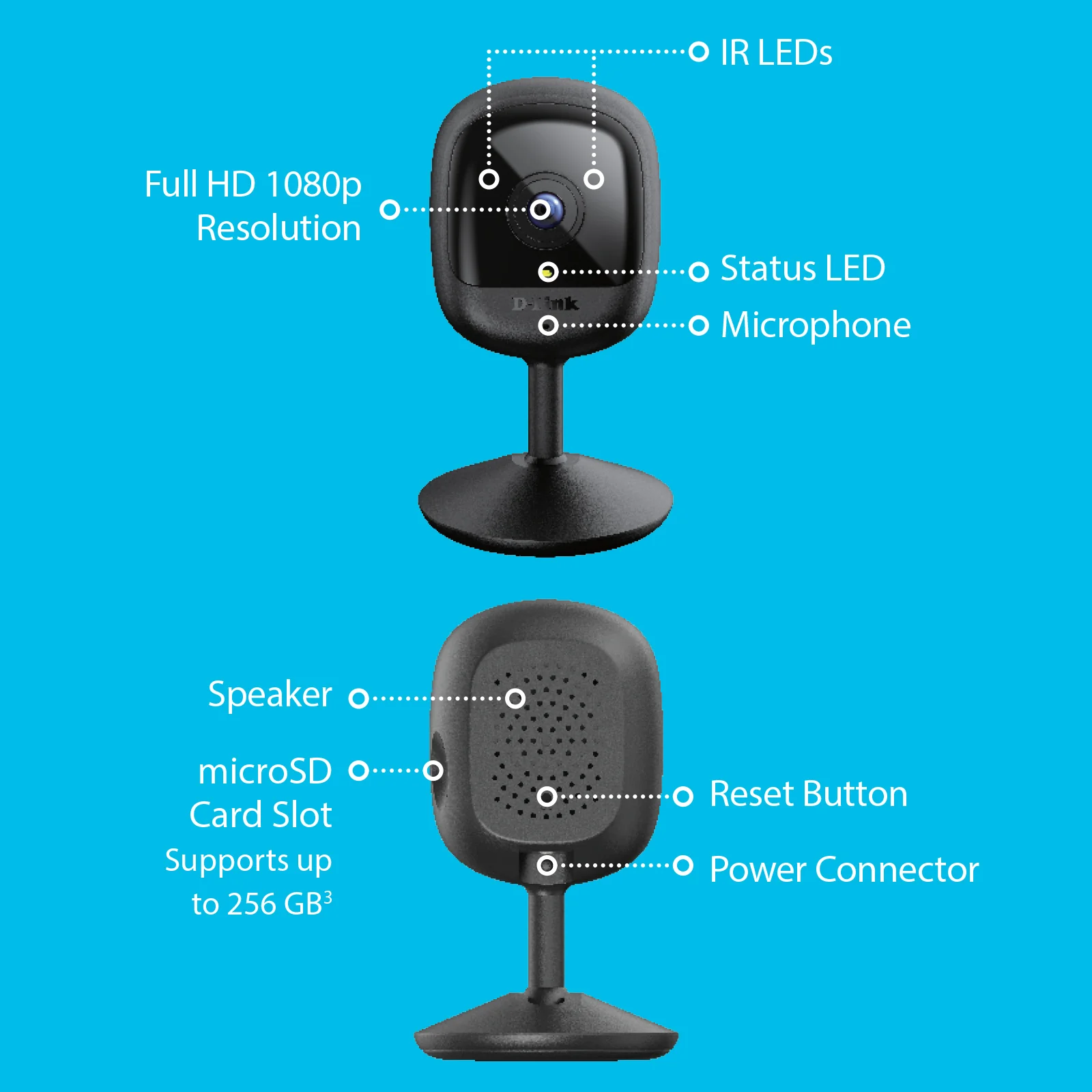 D-Link Pro Series Compact Full HD Pro Wi-Fi Camera w/1080p, Sound & Motion Detection, 2-Way Audio, Cloud & Local Recording, Night Vision (DCS-6100LHV2) - Image 7
