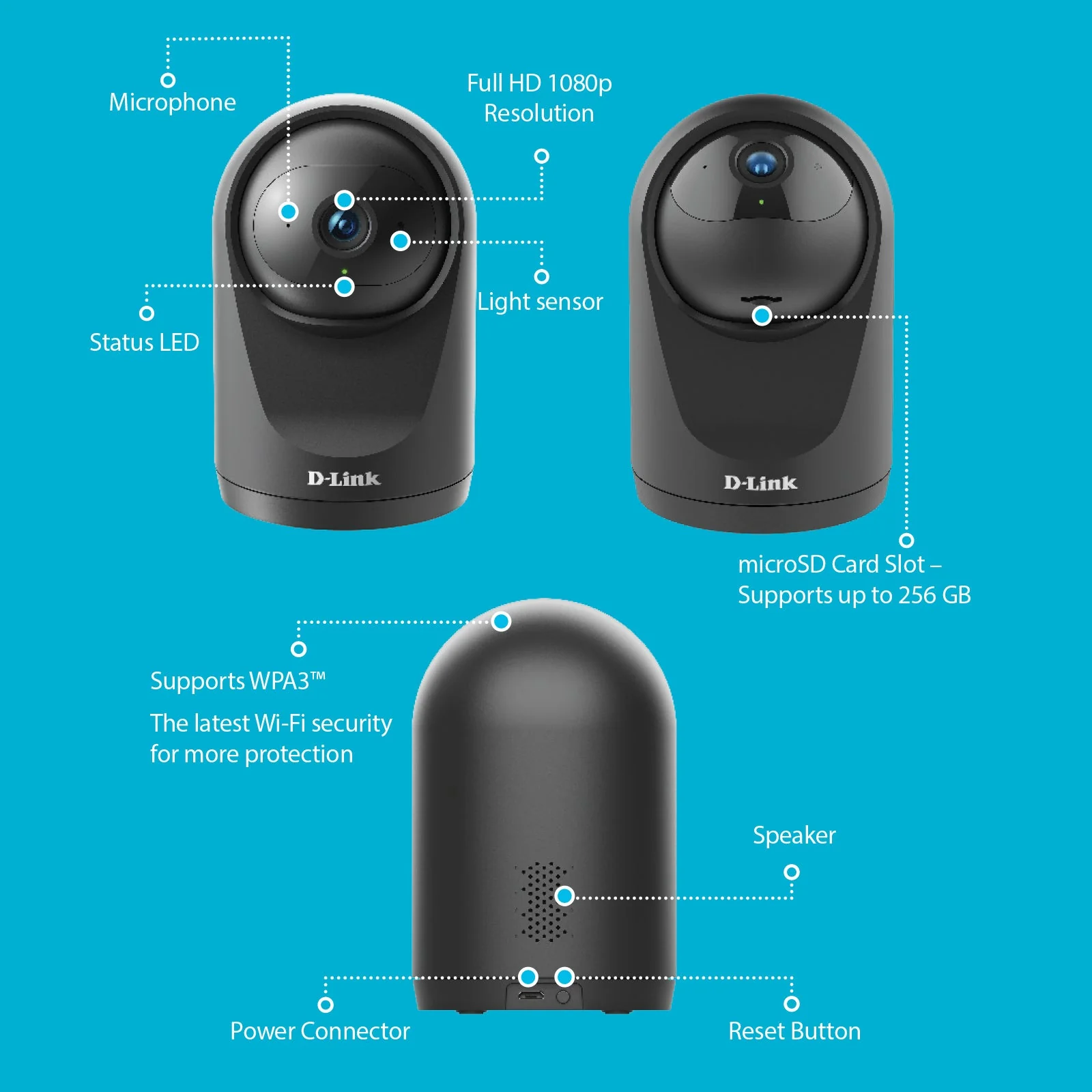 D-Link [Certified Refurbished] Full HD Pan & Tilt Wi-Fi Camera w/ 360 Degree View, 1080p, Flexible Recording, Night Vision (DCS-6500LHV2/RE) - Image 8