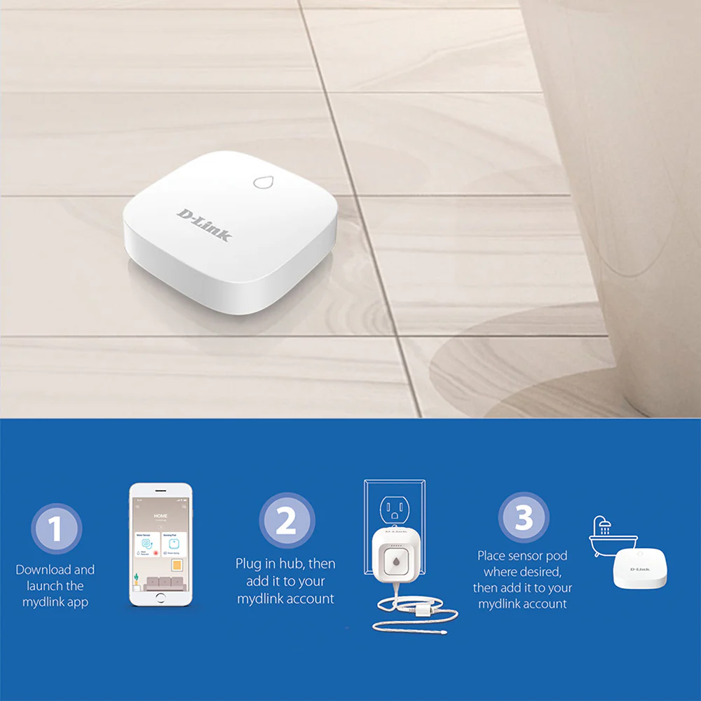 D-Link Water Sensor Pod Add-On, Battery-Powered Long-Range, Compatible Only with DCH-S1621KT, Single and Multi-Pack (DCH-S163) - Image 5