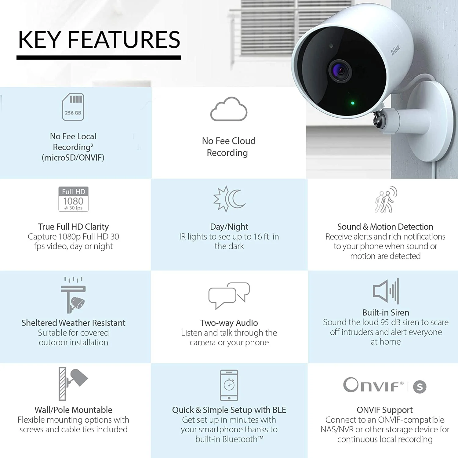 D-Link Full HD Indoor/Outdoor WiFi Camera 1-PK Brown Box - (DCS-8302LH-PP) - Image 3