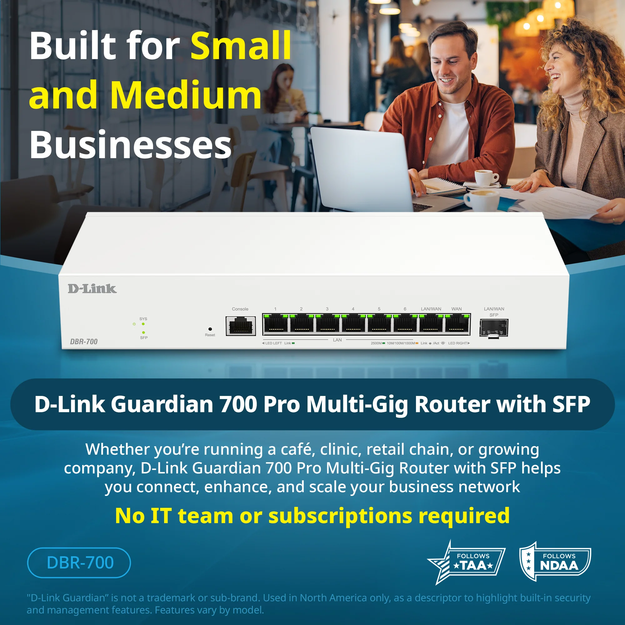 D-Link Guardian 700 Pro Multi-Gig Business Router with SFP (DBR-700), Premium Router with Multi-WAN Failover, SPI Firewall, 8x 2.5GbE LAN with SFP, VPN, - Image 3