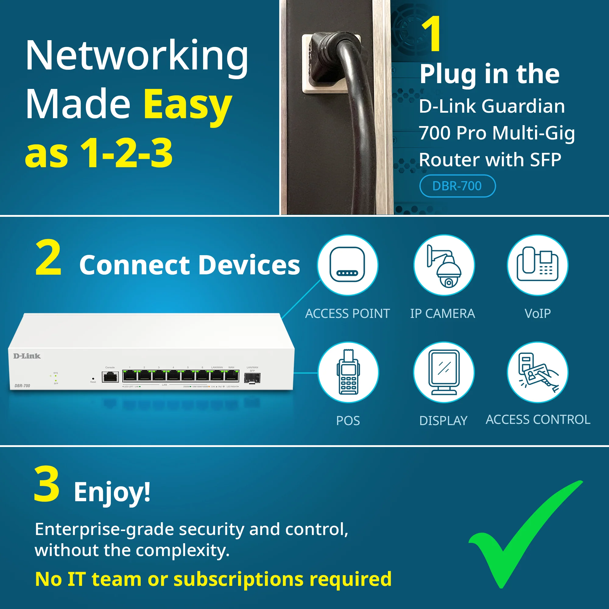 D-Link Guardian 700 Pro Multi-Gig Business Router with SFP (DBR-700), Premium Router with Multi-WAN Failover, SPI Firewall, 8x 2.5GbE LAN with SFP, VPN, - Image 8