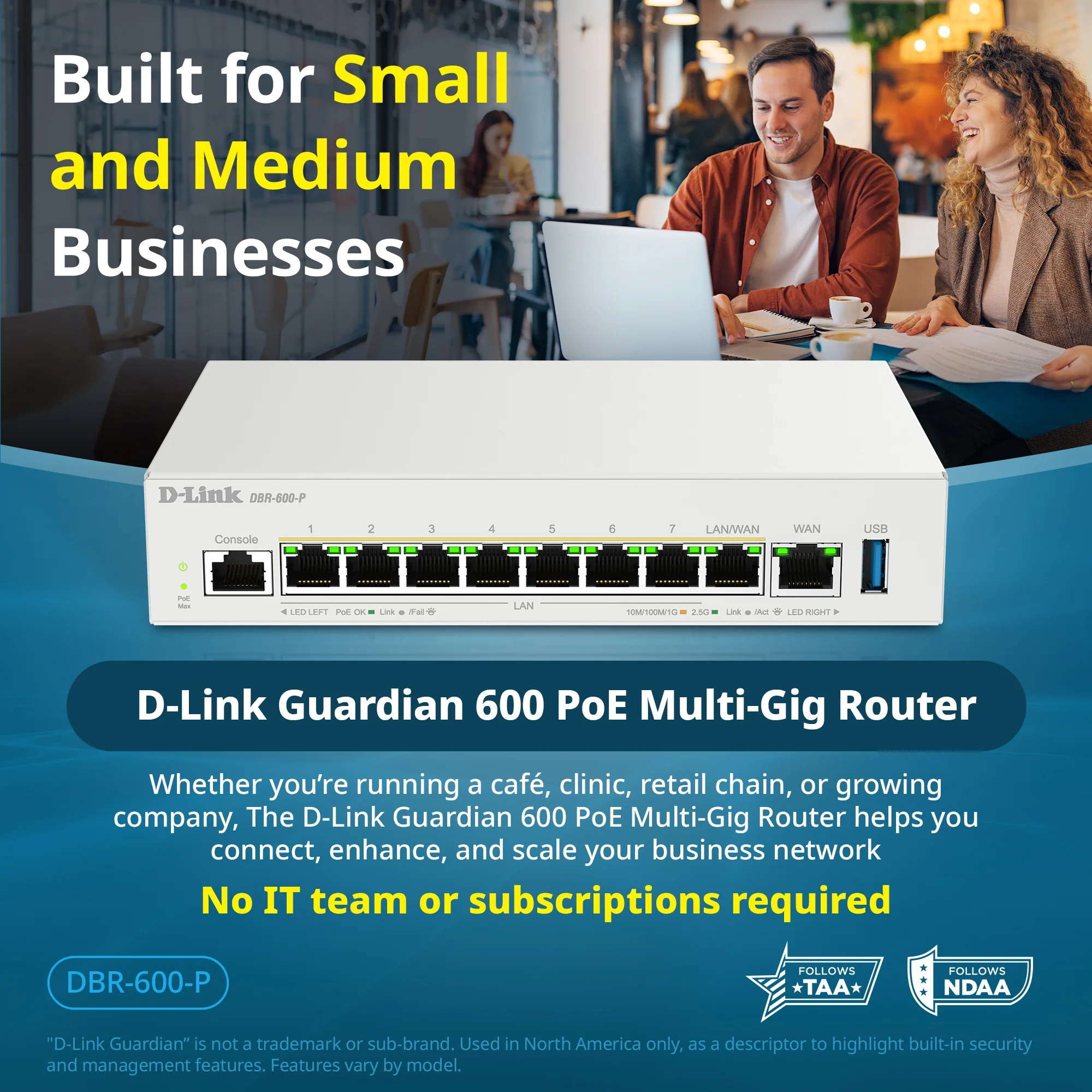 D-Link Guardian 600 PoE Multi-Gig Business Router (DBR-600-P) Premium Router with Multi-WAN Failover, SPI Firewall, 8x 2.5GbE PoE+ LAN, VPN - Image 3