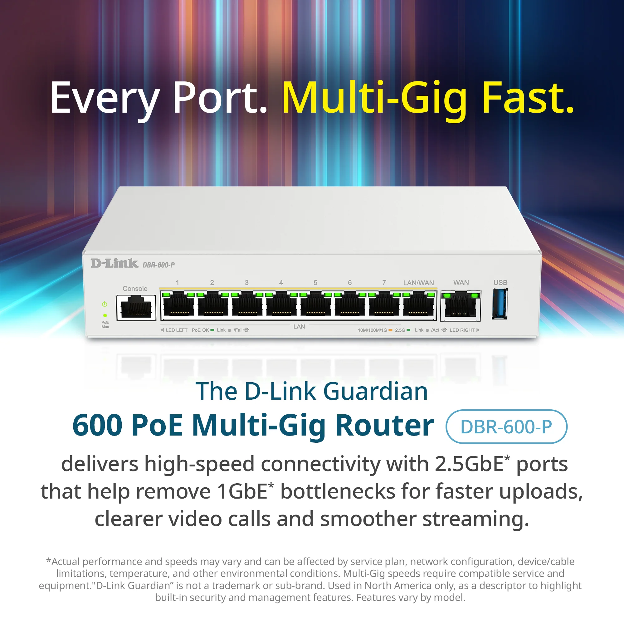 D-Link Guardian 600 PoE Multi-Gig Business Router (DBR-600-P) Premium Router with Multi-WAN Failover, SPI Firewall, 8x 2.5GbE PoE+ LAN, VPN - Image 4