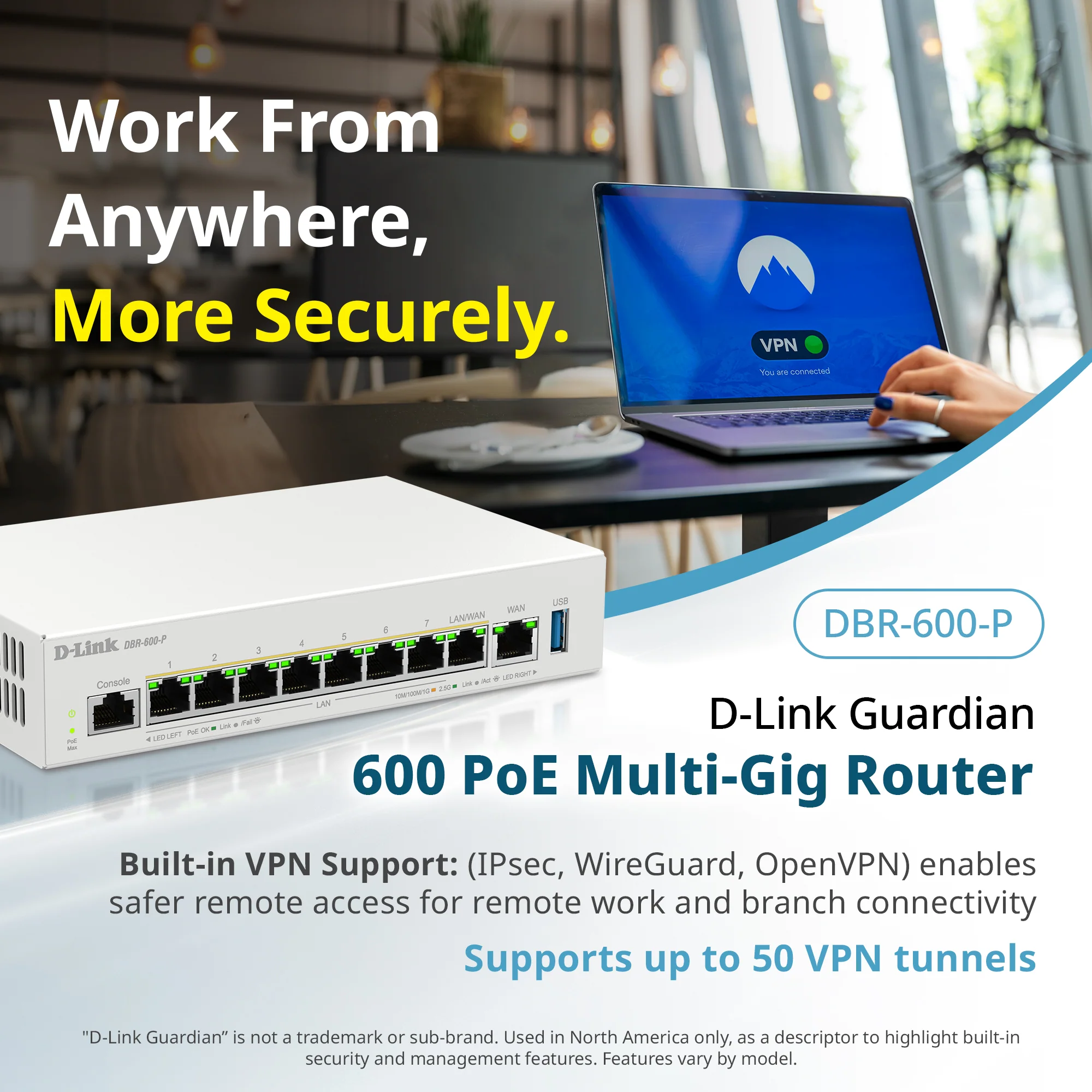 D-Link Guardian 600 PoE Multi-Gig Business Router (DBR-600-P) Premium Router with Multi-WAN Failover, SPI Firewall, 8x 2.5GbE PoE+ LAN, VPN - Image 5
