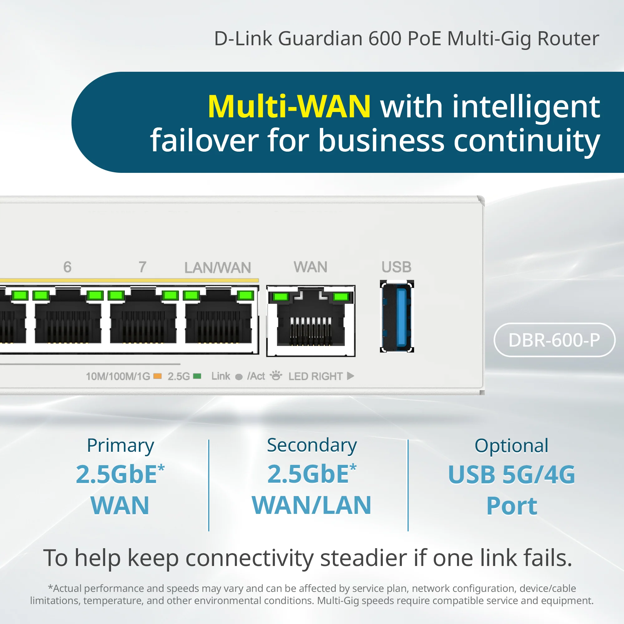 D-Link Guardian 600 PoE Multi-Gig Business Router (DBR-600-P) Premium Router with Multi-WAN Failover, SPI Firewall, 8x 2.5GbE PoE+ LAN, VPN - Image 7