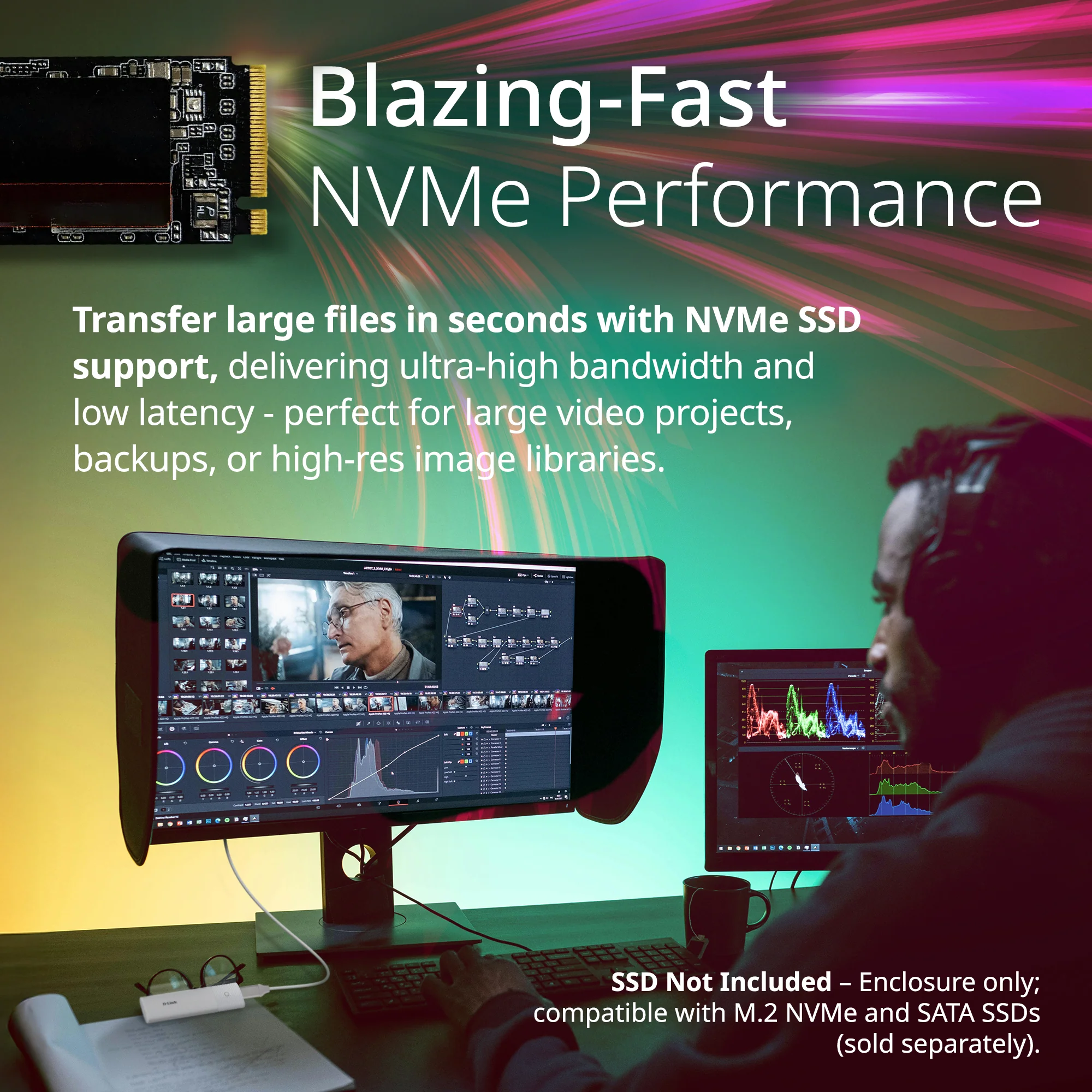 D-Link USB-C M.2 NVMe/NGFF SSD Enclosure - DSP-111 - Image 4