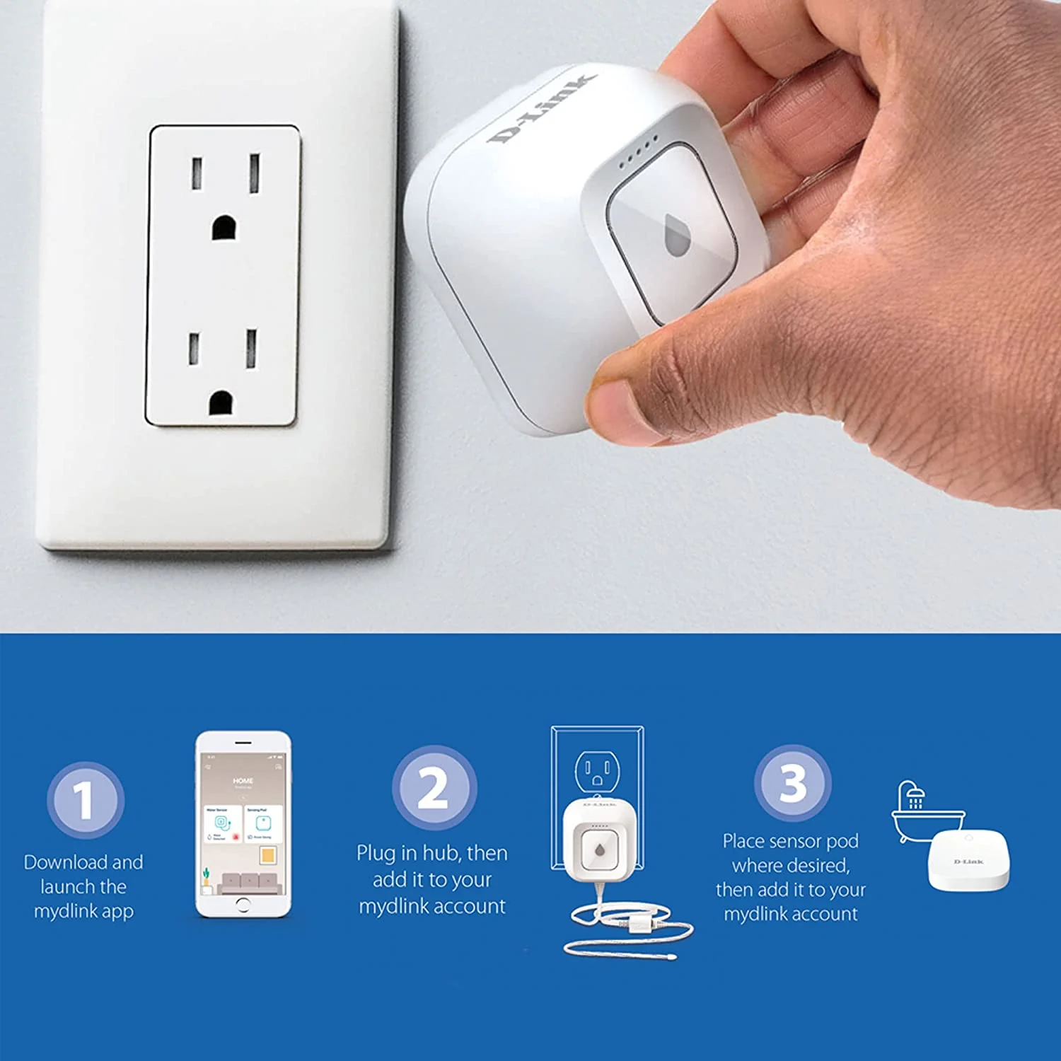 D-Link Water Sensor and Alarm Starter Kit, Detector, AC Powered, Works with Google Home - (DCH-S1621KT) - NEW 2025 Version SW-A11KT Available - Image 5