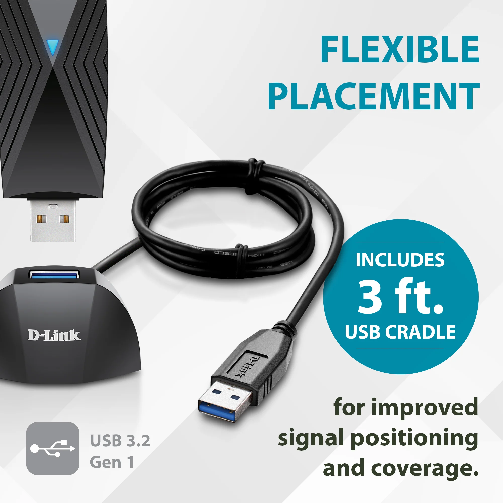D-Link Wi-Fi 6 AX1800 Gigabit USB 3.0 Adapter with Cradle for Upgrading Desktop & Laptop PCs  - (DWA-X1850-B1) - Image 5