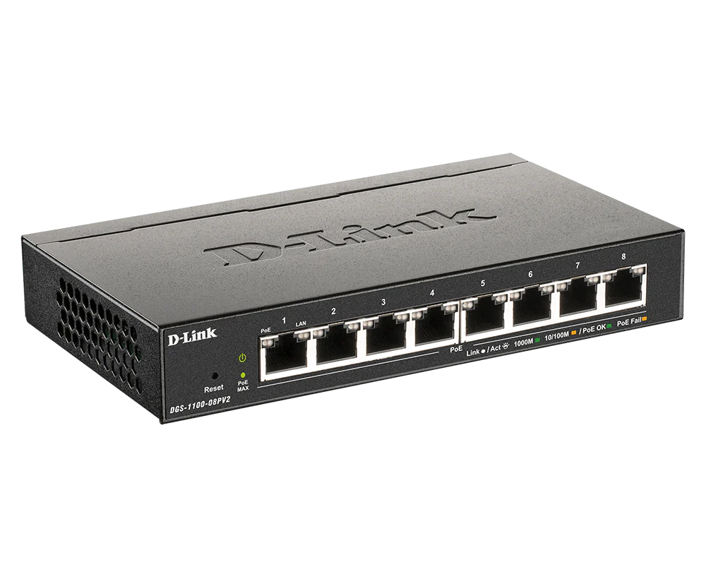 D-Link 8-Port Gigabit Smart Managed PoE+ Switch | 8 PoE+ Ports (64W) | Compact Metal Desktop |NDAA Compliant - (DGS-1100-08PV2) - Image 10