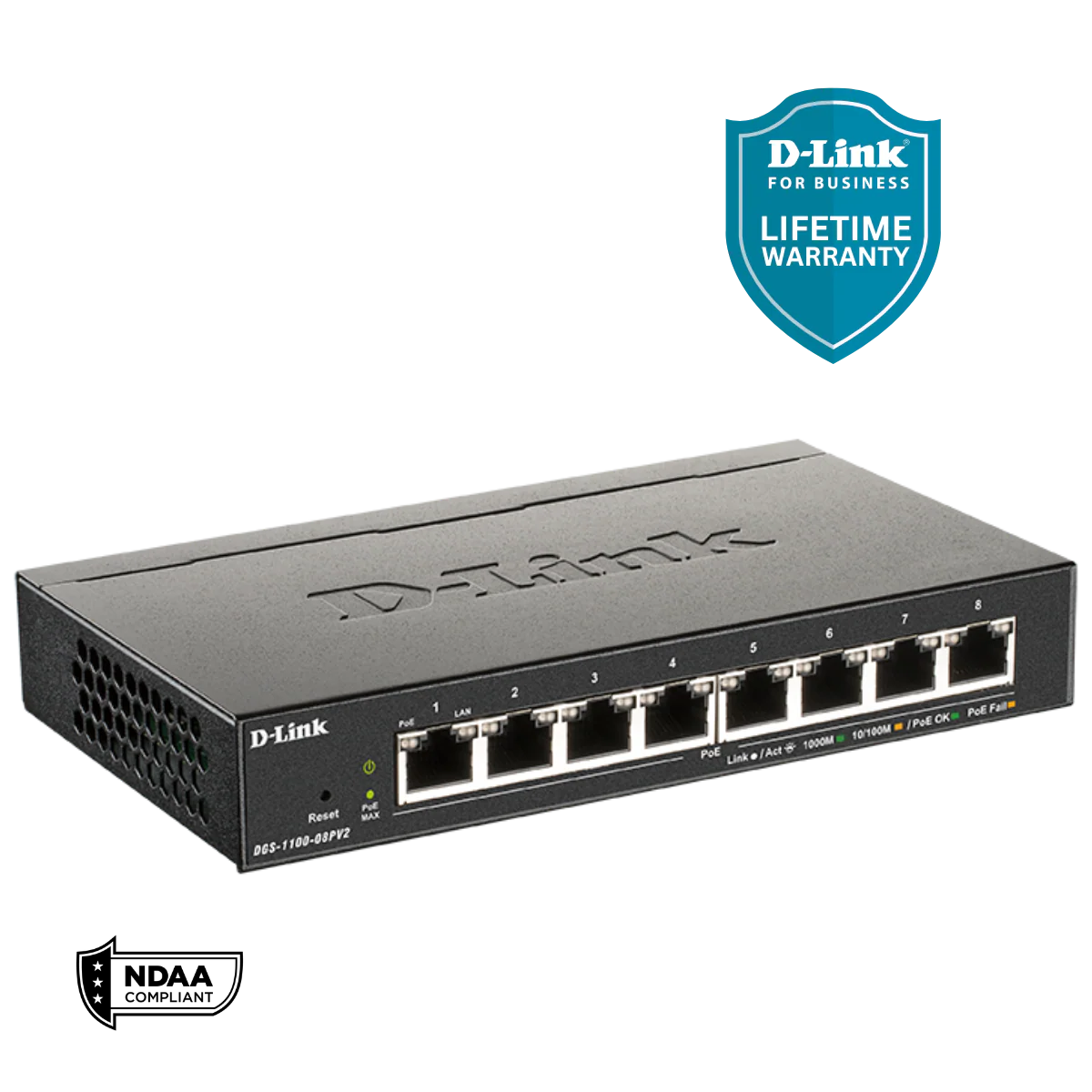D-Link 8-Port Gigabit Smart Managed PoE+ Switch | 8 PoE+ Ports (64W) | Compact Metal Desktop |NDAA Compliant - (DGS-1100-08PV2) - Image 5
