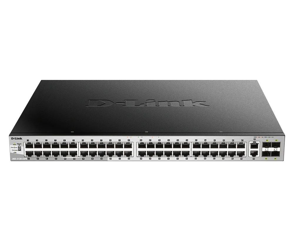 D-Link 54-Port Managed Stackable PoE+ Switch with 10GbE Ports (DGS-3130-54PS), 48 PoE+ Ports (370W/740W) + 2 10GbE Copper Ports + 4 10G SFP+ Ports, L3, Follows NDAA/TAA - Image 3
