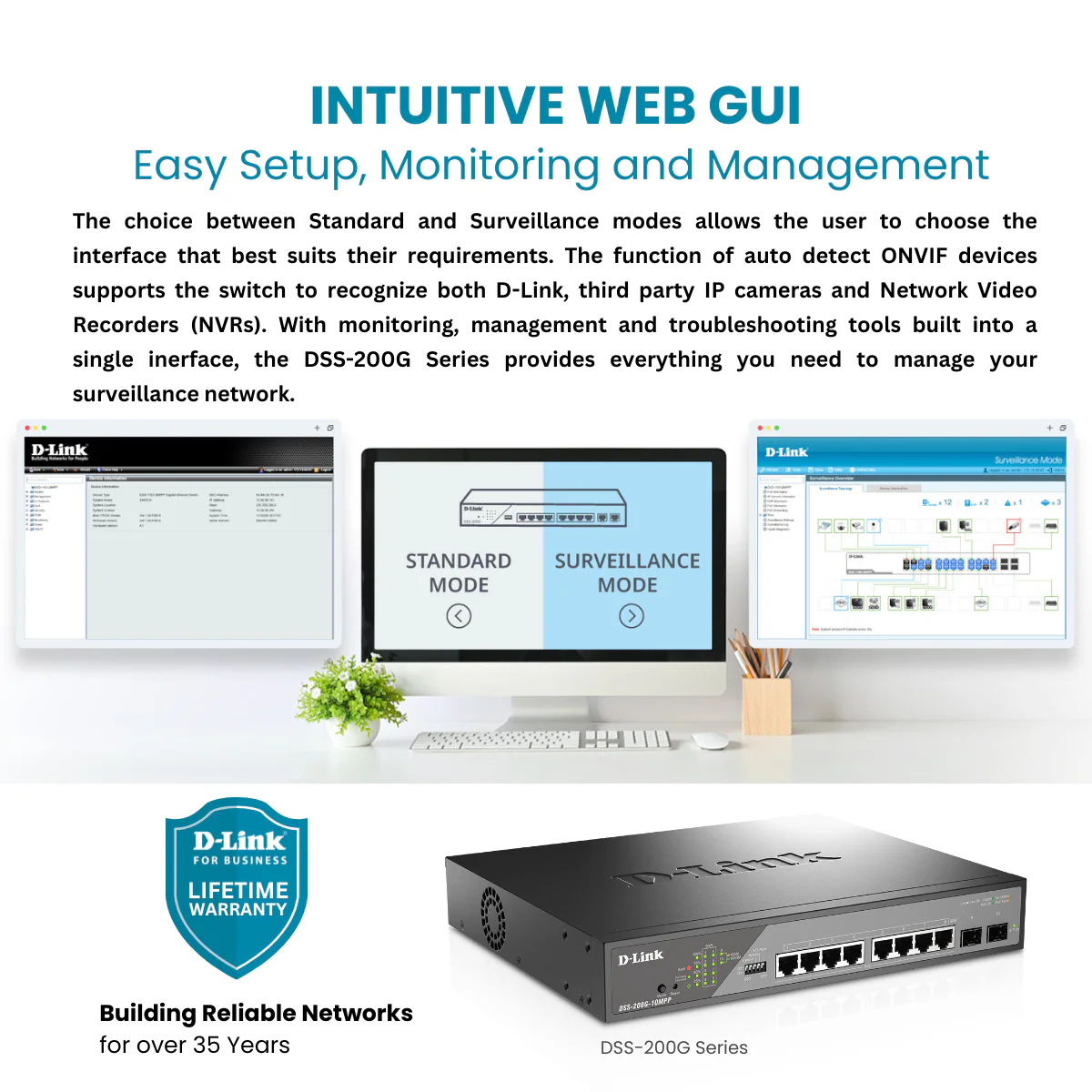 D-Link 10-Port Gigabit PoE++ Smart Managed Switch (242W PoE Budget) with 2 SFP Ports - (DSS-200G-10MPP) - Image 5
