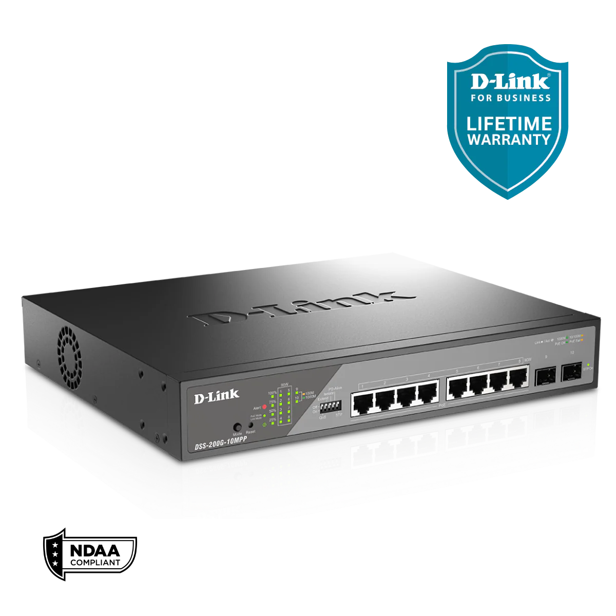 D-Link 10-Port Gigabit PoE++ Smart Managed Switch (242W PoE Budget) with 2 SFP Ports - (DSS-200G-10MPP) - Image 8