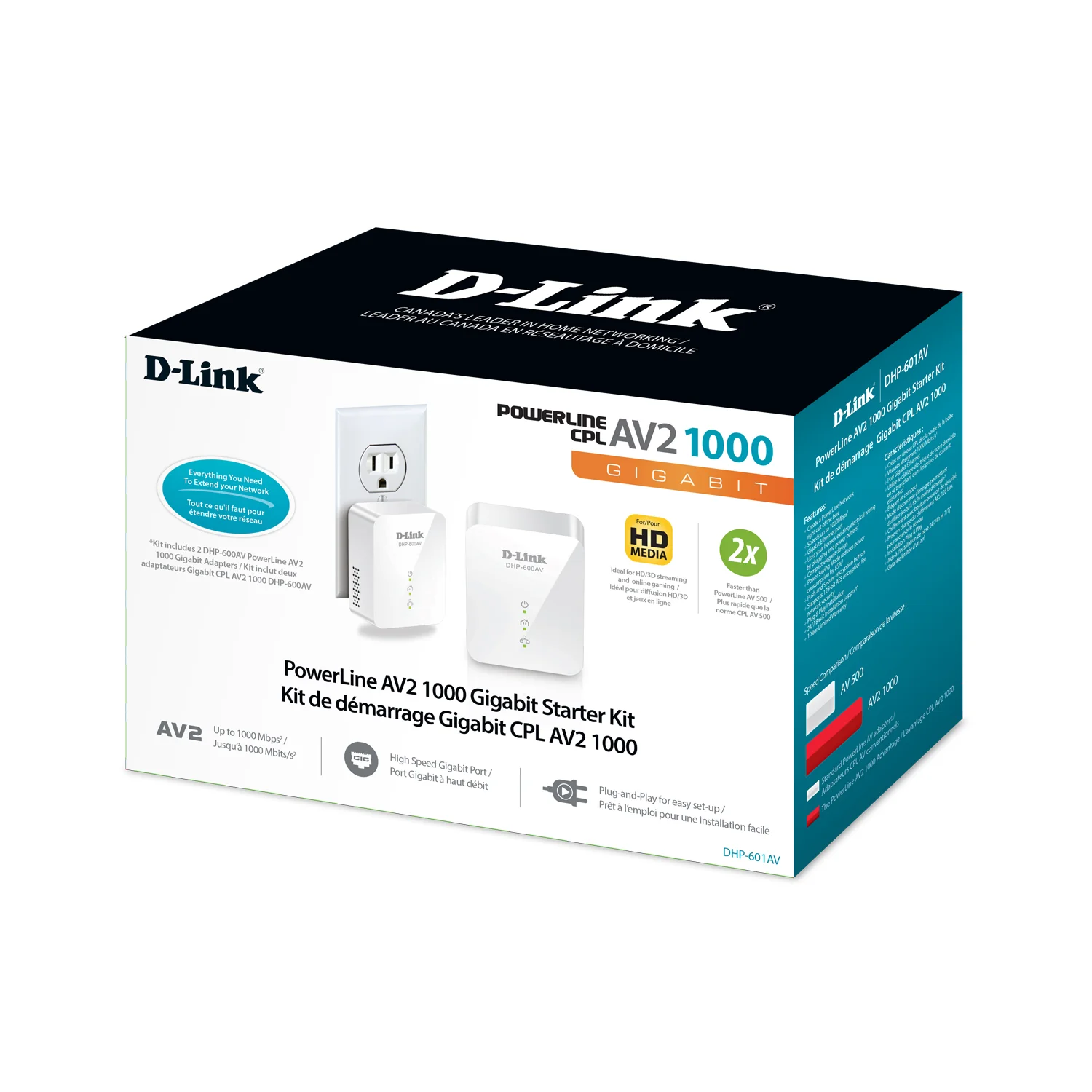 D-Link PowerLine AV2 1000 Gigabit Starter Kit - DHP-601AV - Image 8